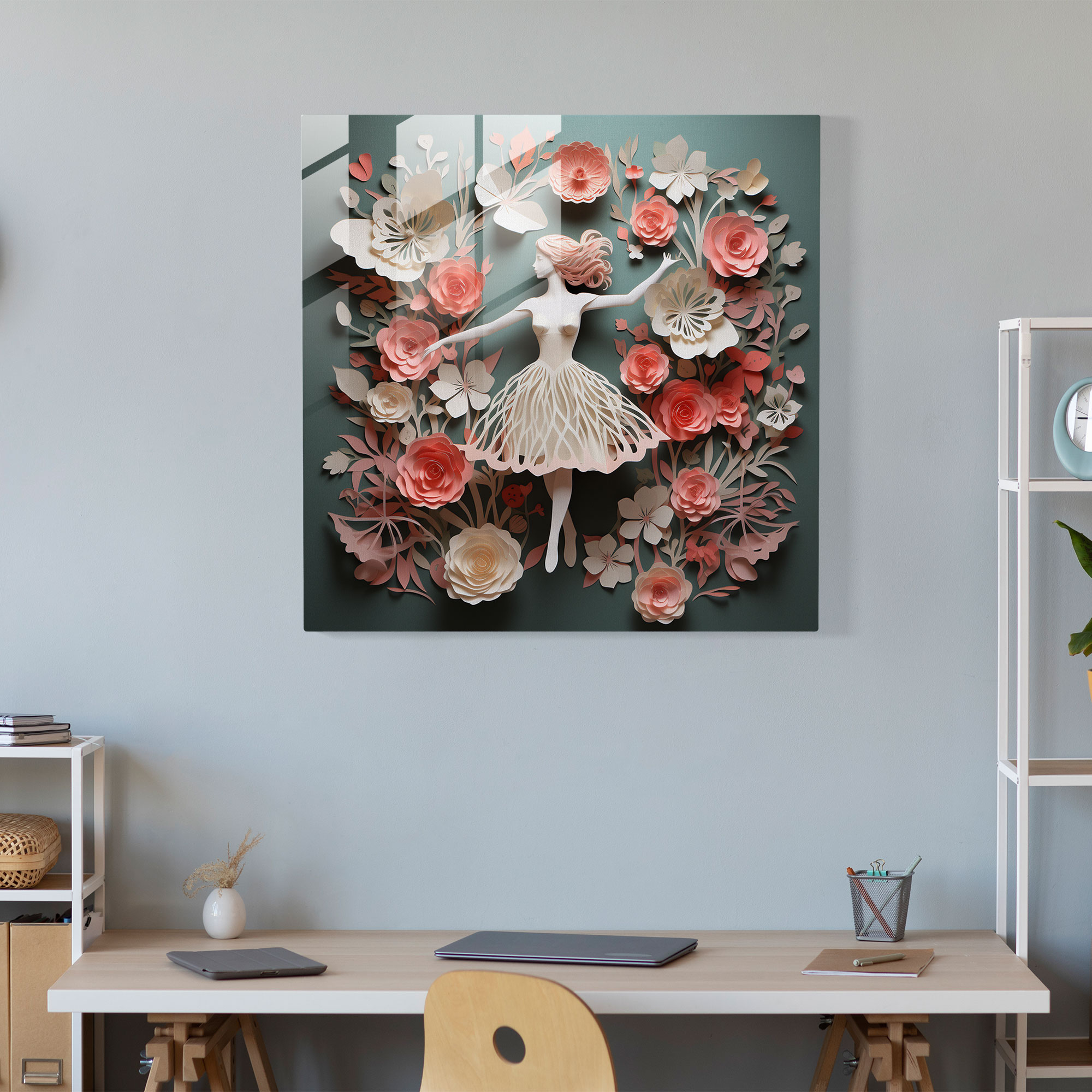 Whimsical Ballerina Glass Print - Ballerina, Modern Art, Glass Wall Art, Flowers