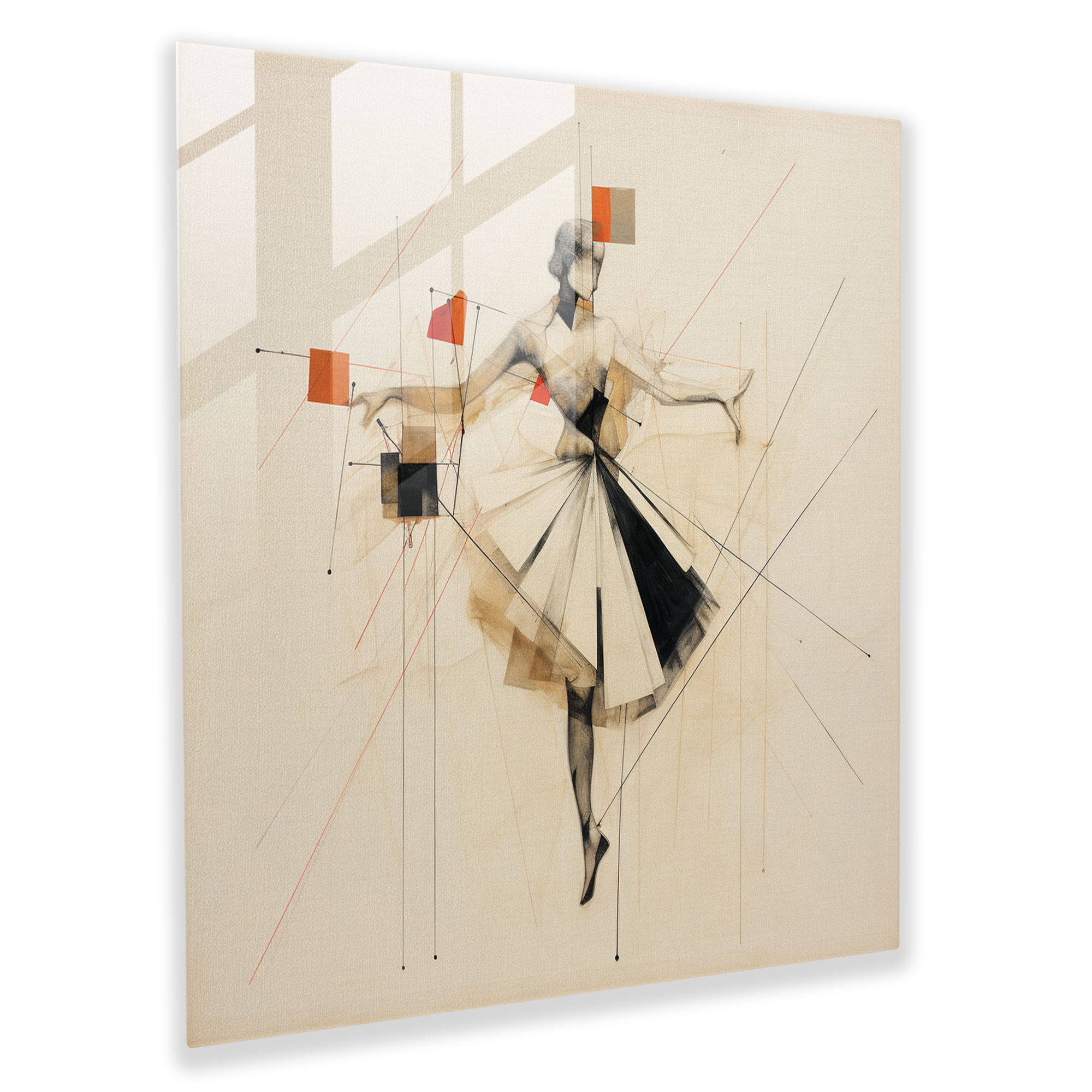 Geometric Ballerina Glass Print - Ballerina, Glass Art, Minimalist, Modern Art