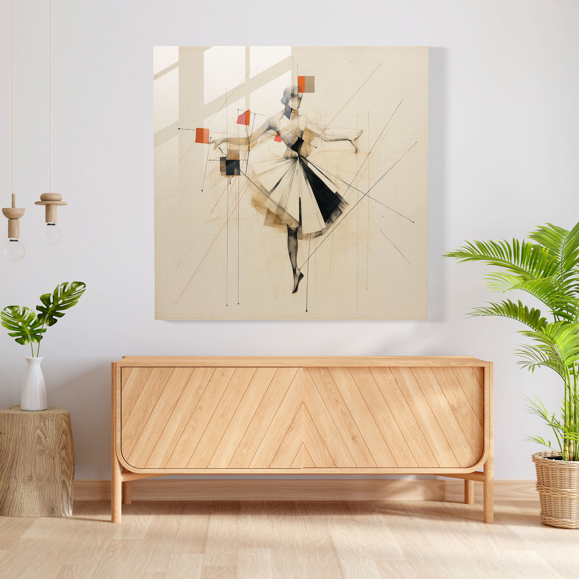 Geometric Ballerina Glass Print - Ballerina, Glass Art, Minimalist, Modern Art