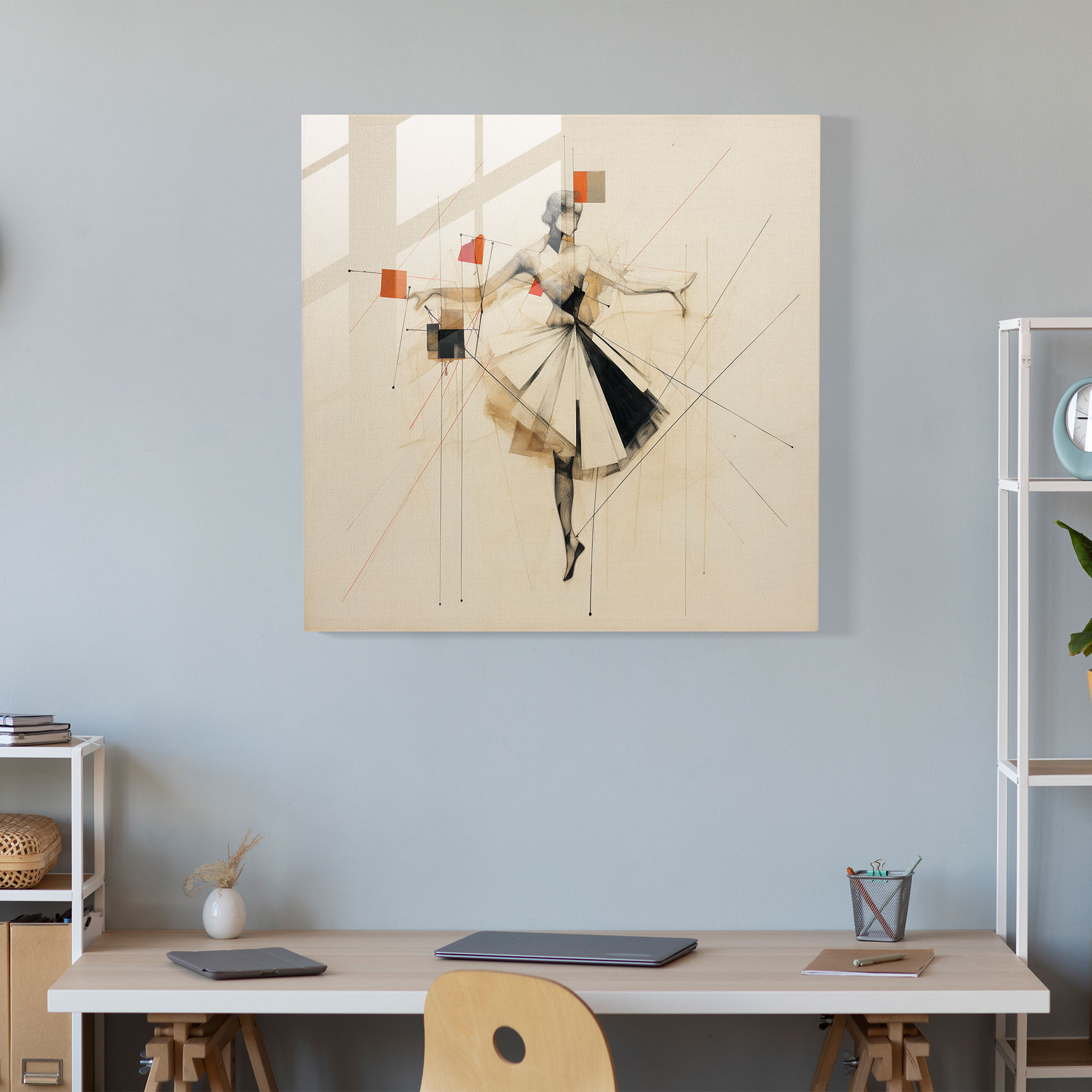 Geometric Ballerina Glass Print - Ballerina, Glass Art, Minimalist, Modern Art