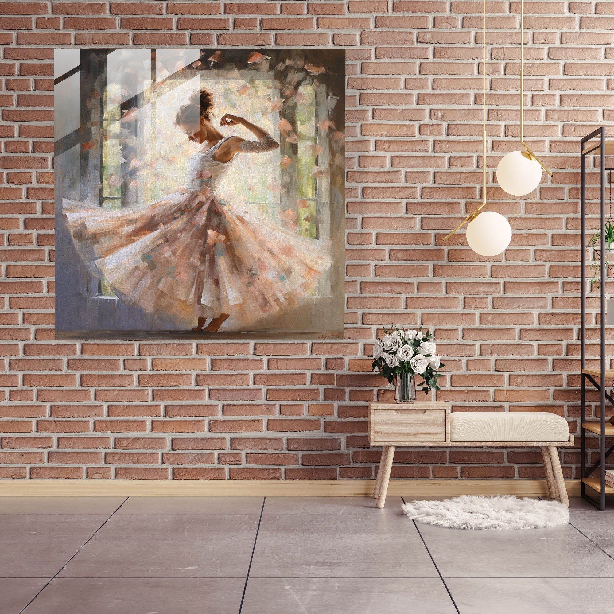 Ethereal Ballerina Glass Print - Ballerina, Glass Print, Brushstrokes, Impressionist