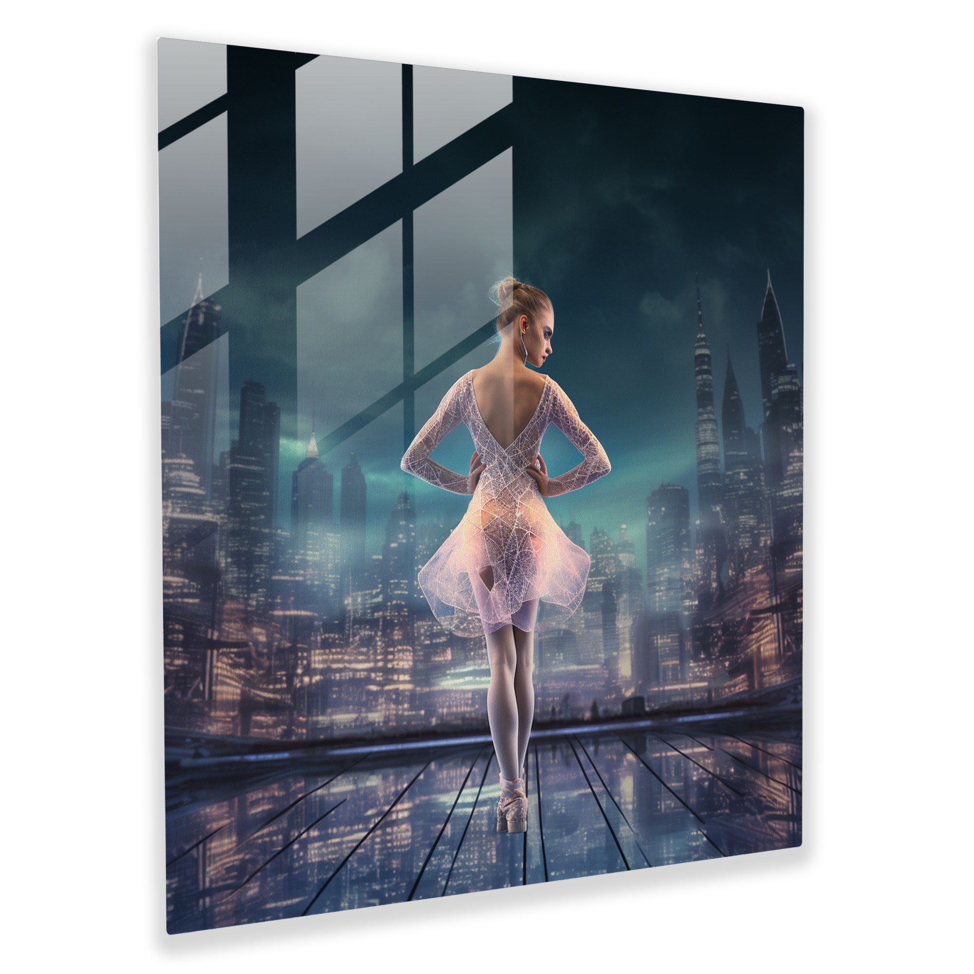 Futuristic Ballerina Glass Print - Ballerina, Glass Wall Art, Ballerina, Contemporary Decor