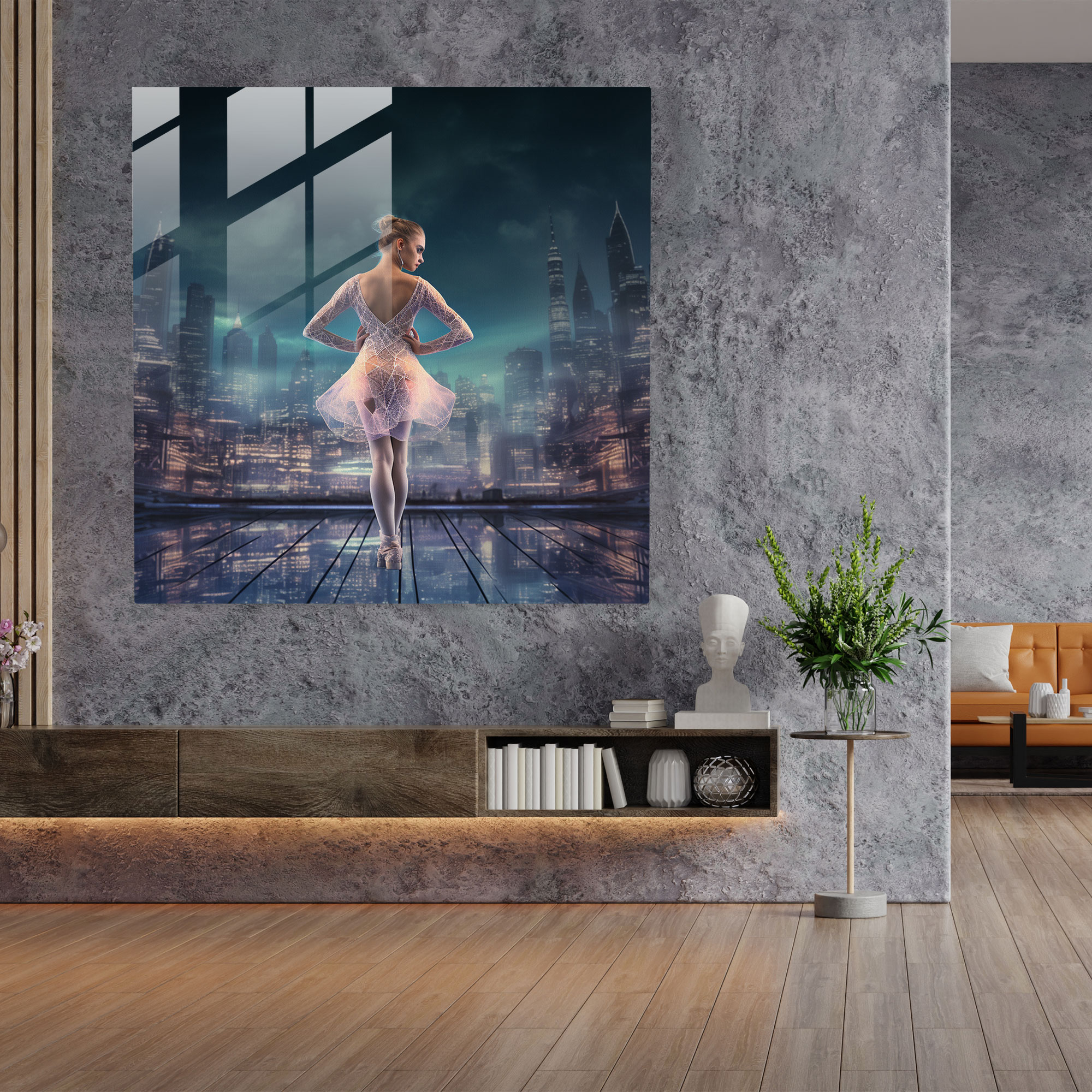 Futuristic Ballerina Glass Print - Ballerina, Glass Wall Art, Ballerina, Contemporary Decor