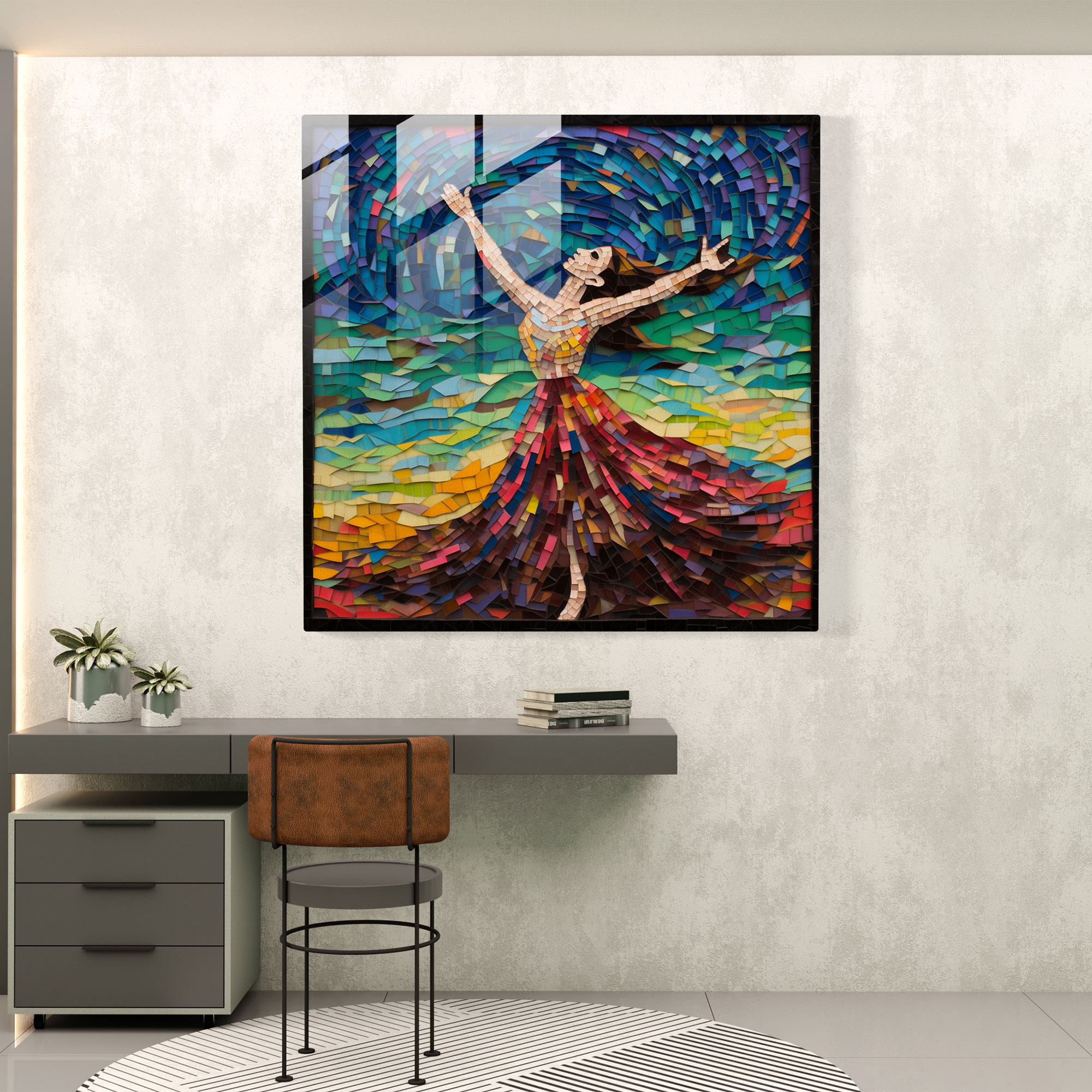 Colorful Ballerina Glass Print - Ballerina, Glass Art, Mosaic, Modern Art