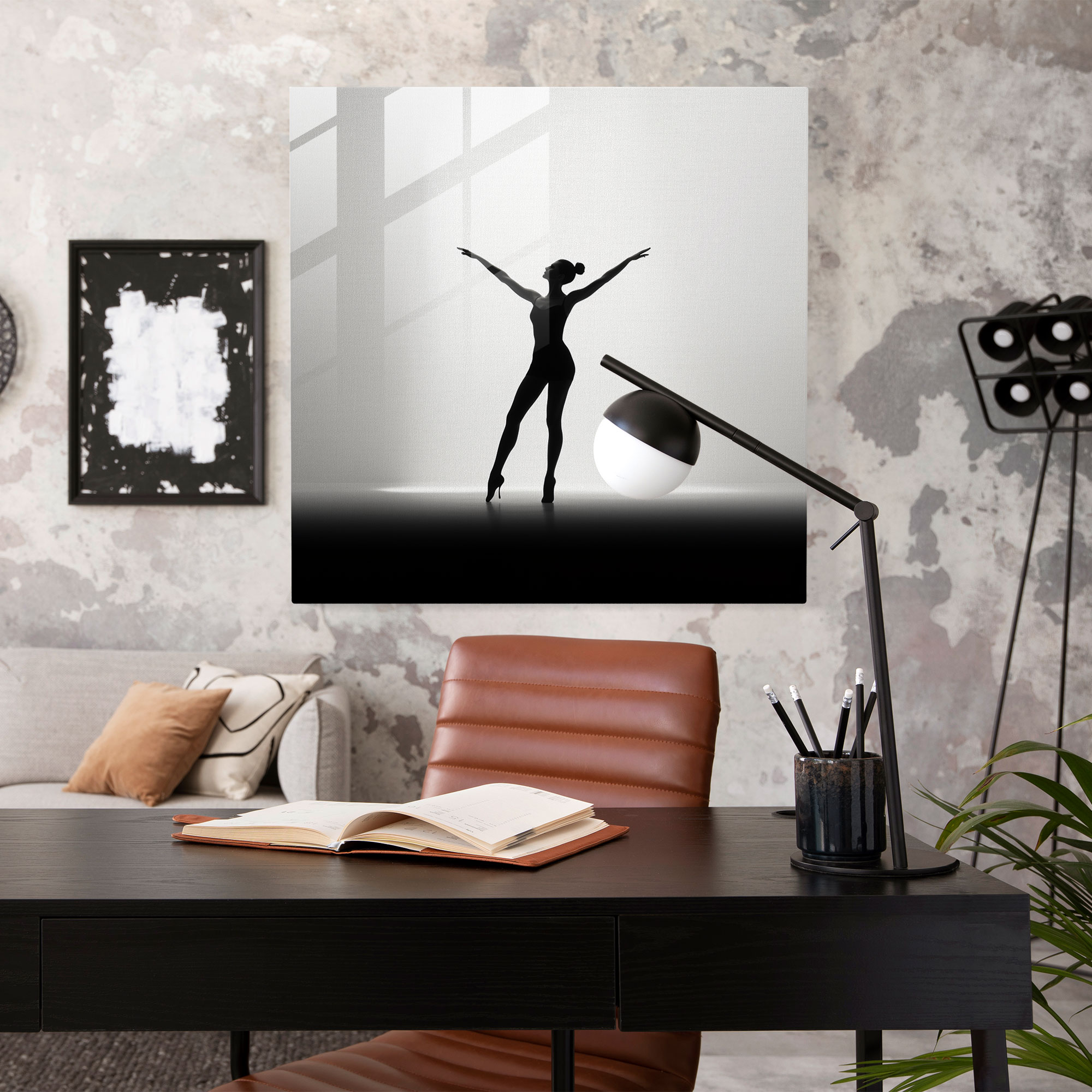 Minimalist Ballerina Glass Print - Ballerina, Sleek Lines, Minimalist Silhouette, Glass Print
