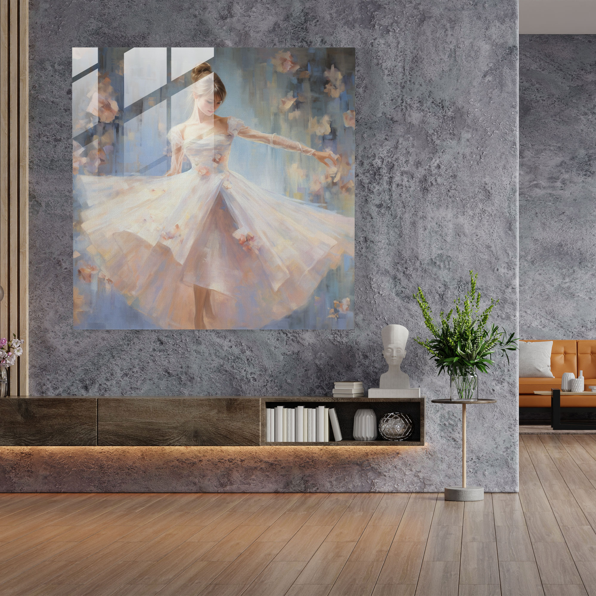 Dreamy Ballerina Glass Print - Ballerina, Modern Art, Home Decoration, Glass Art