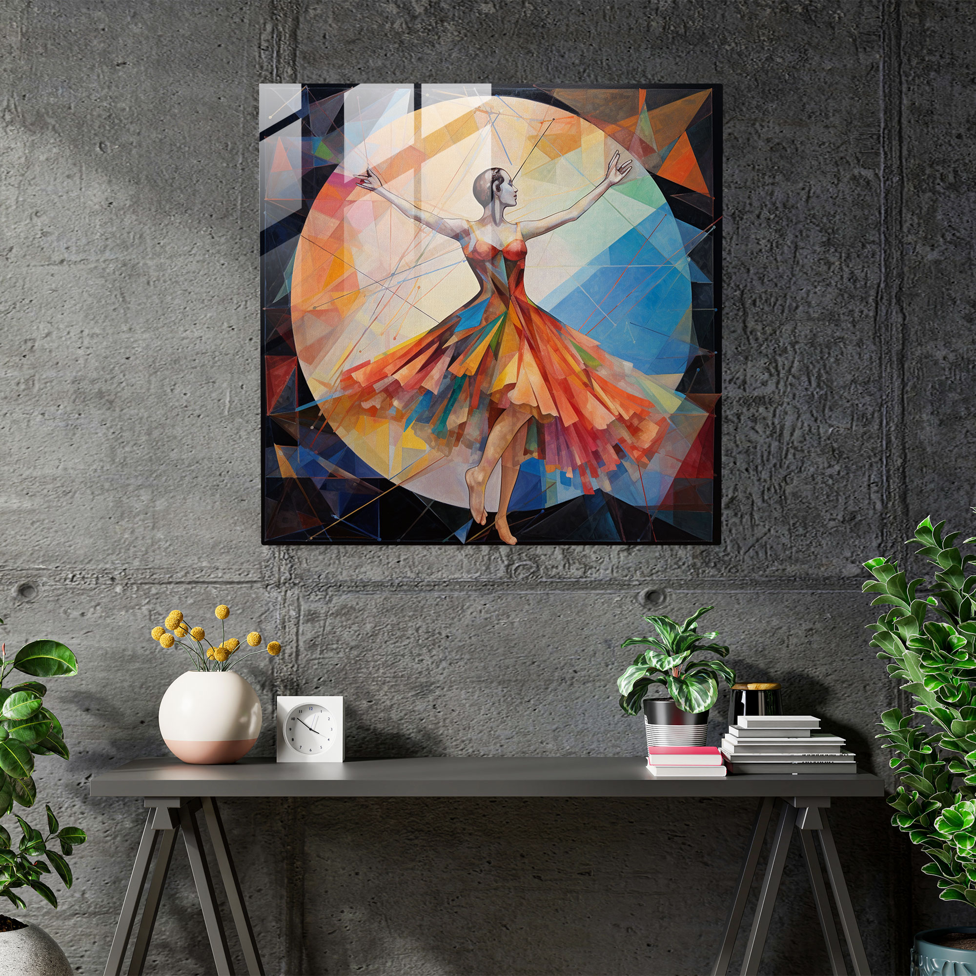 Geometric Ballerina Glass Print - Ballerina, Glass Print, Intricate Shapes, Ballerina
