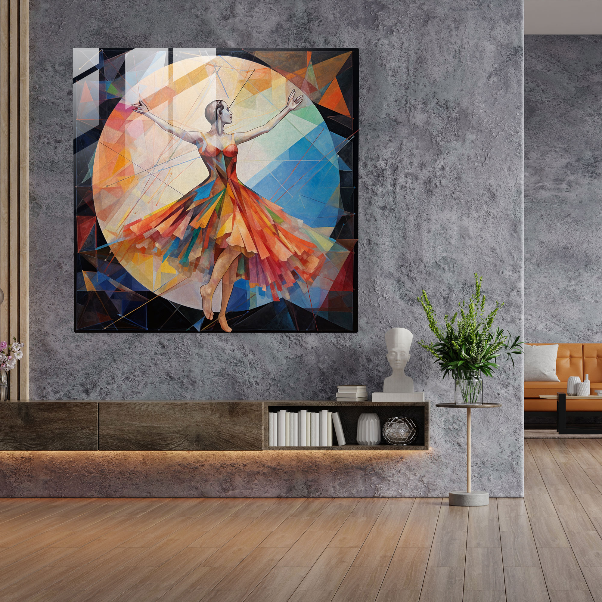 Geometric Ballerina Glass Print - Ballerina, Glass Print, Intricate Shapes, Ballerina