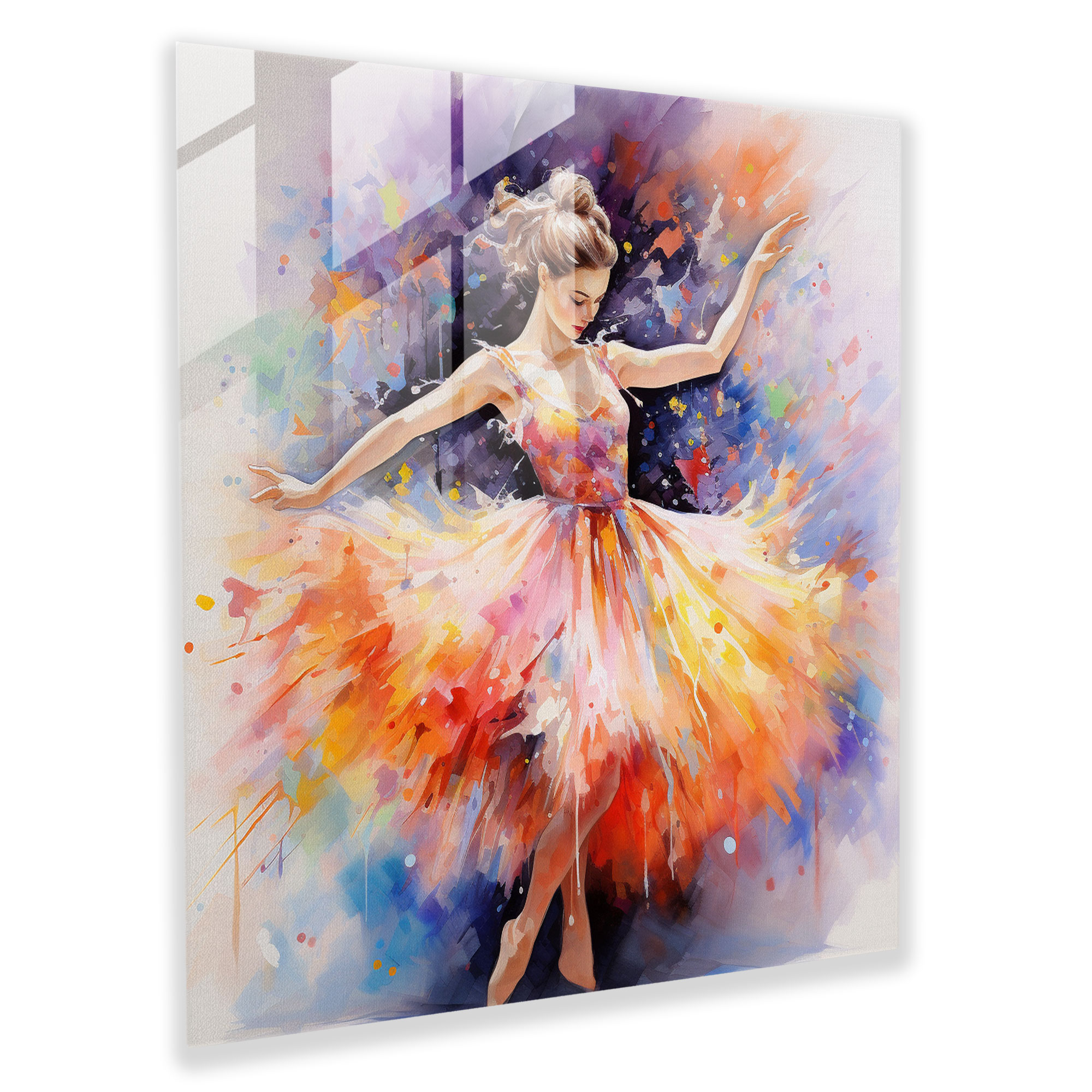 Ballerina Watercolor Glass Print - Ballerina, Glass Wall Art, Home Decoration, Modern Art