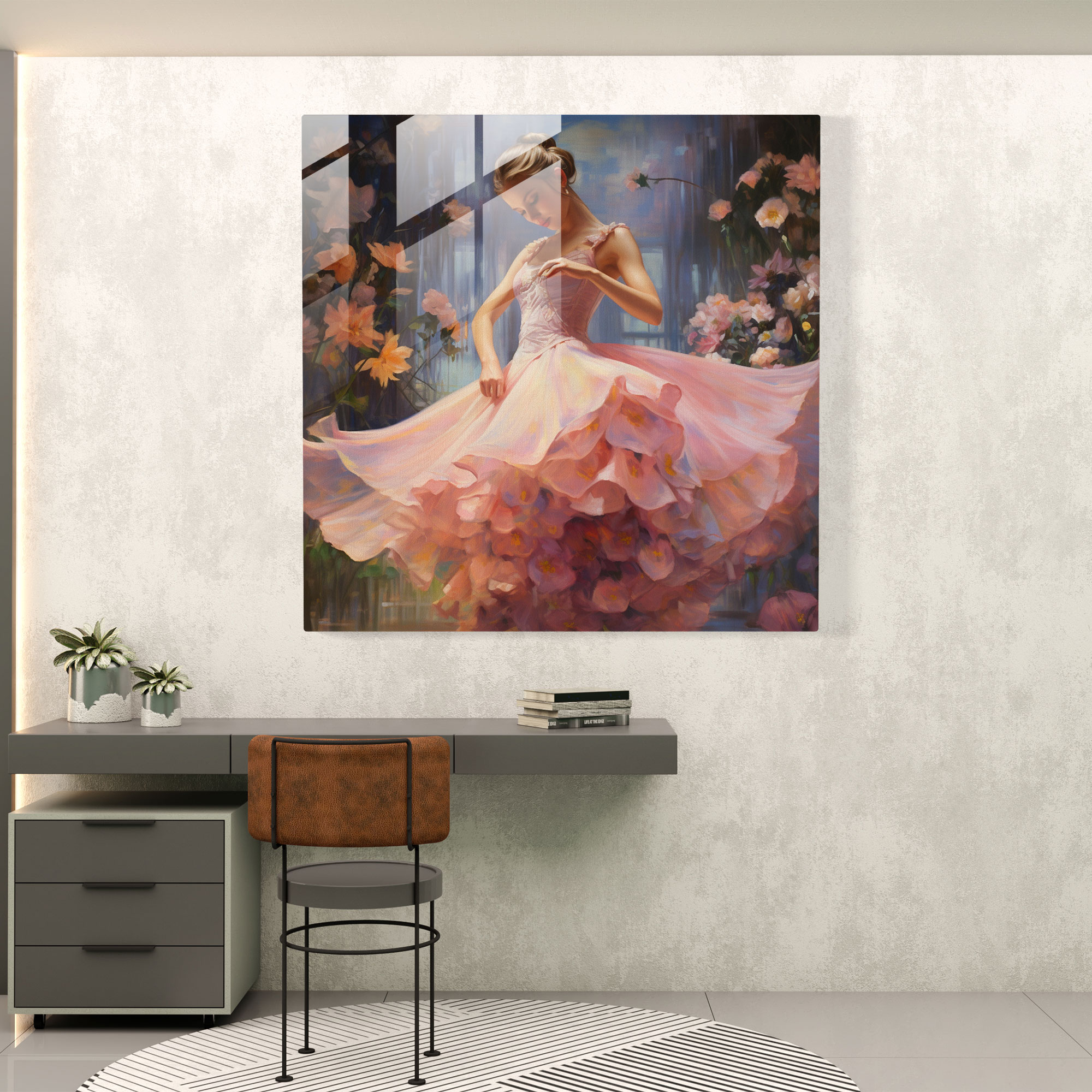 Ballerina Oil Painting Glass Print - Ballerina, Oil Painting, Home Decoration, Modern Art