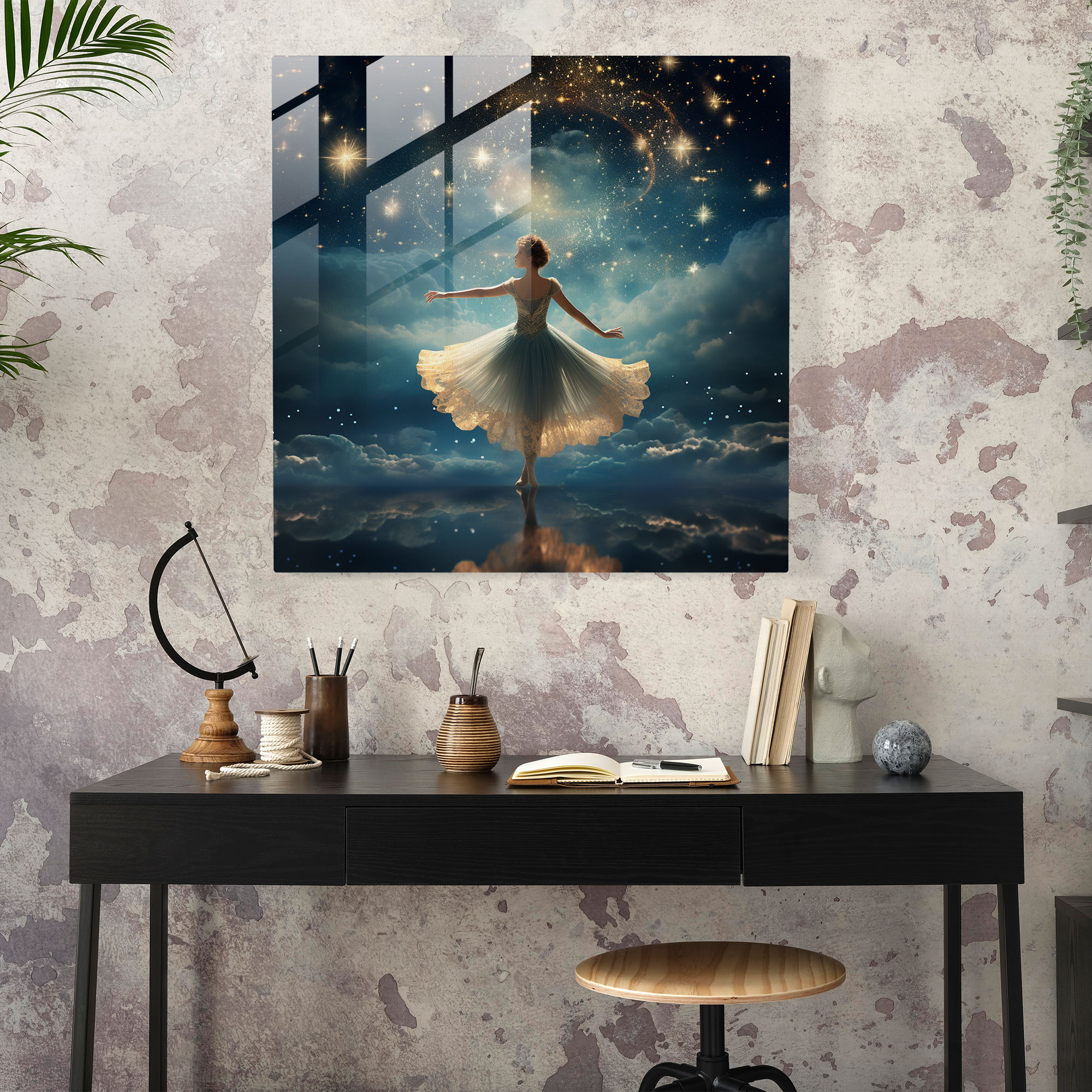 Ballerina Whimsical Glass Print - Ballerina, Glass Wall Art, Modern Art, Glass Print
