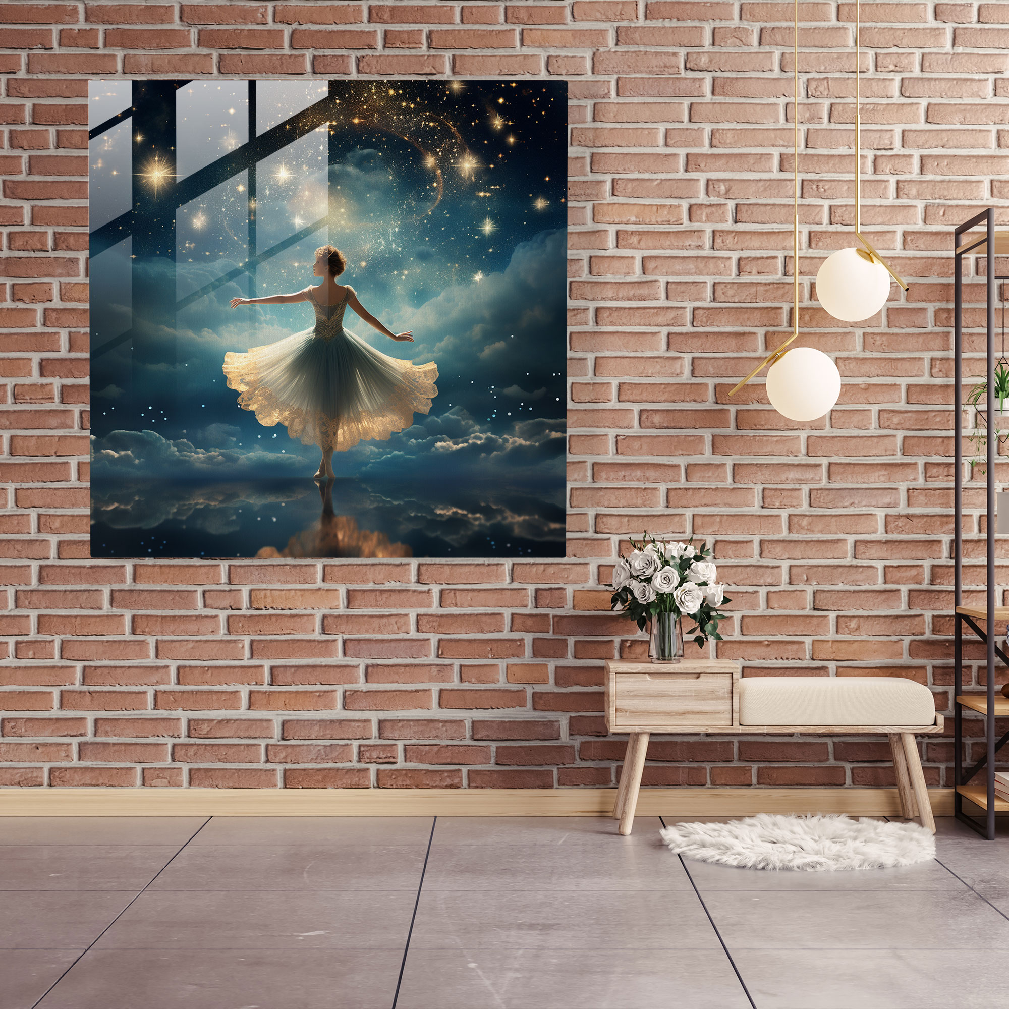 Ballerina Whimsical Glass Print - Ballerina, Glass Wall Art, Modern Art, Glass Print