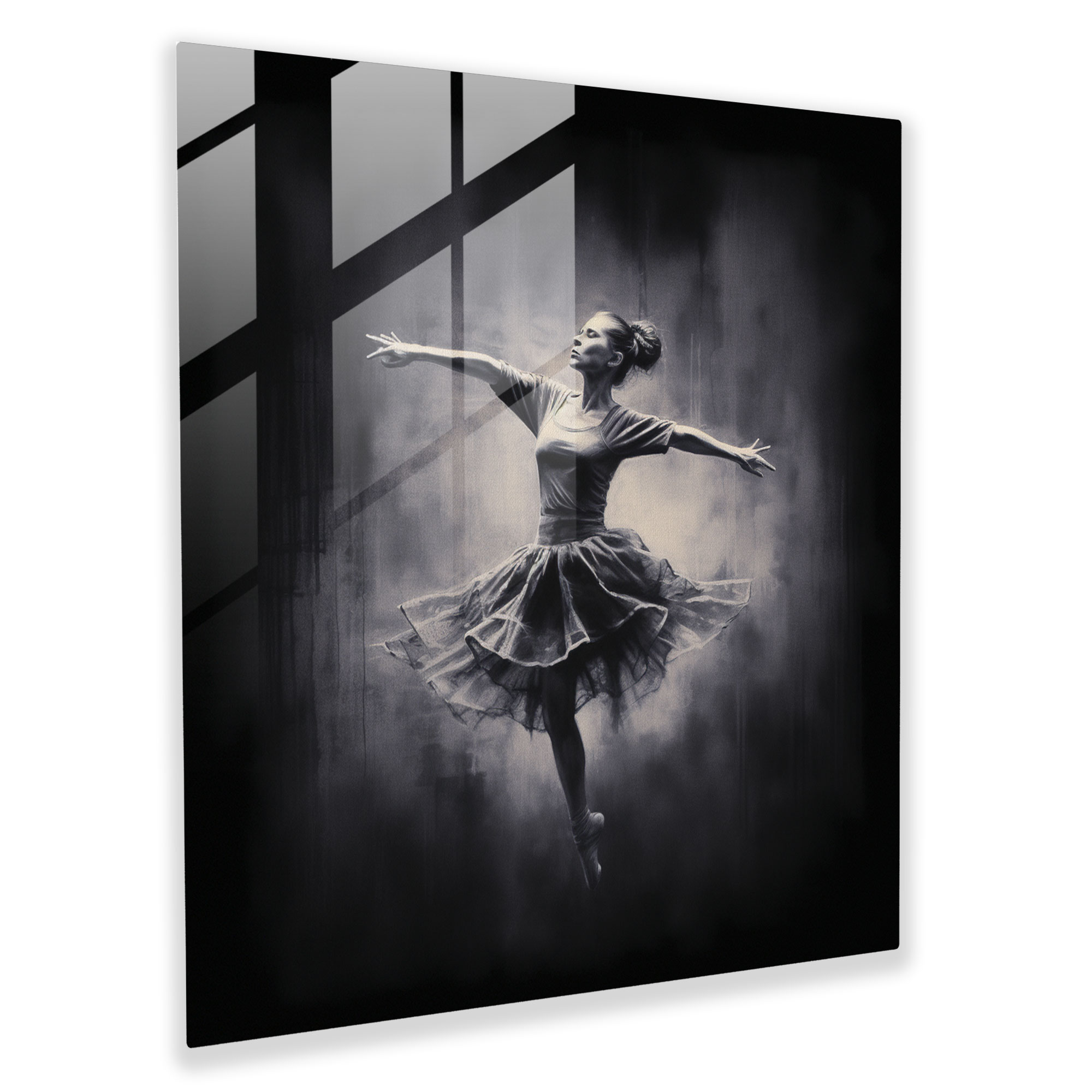 Ballerina Charcoal Drawing Glass Print - Ballerina, Charcoal Drawing, Ballerina, Glass Wall Art