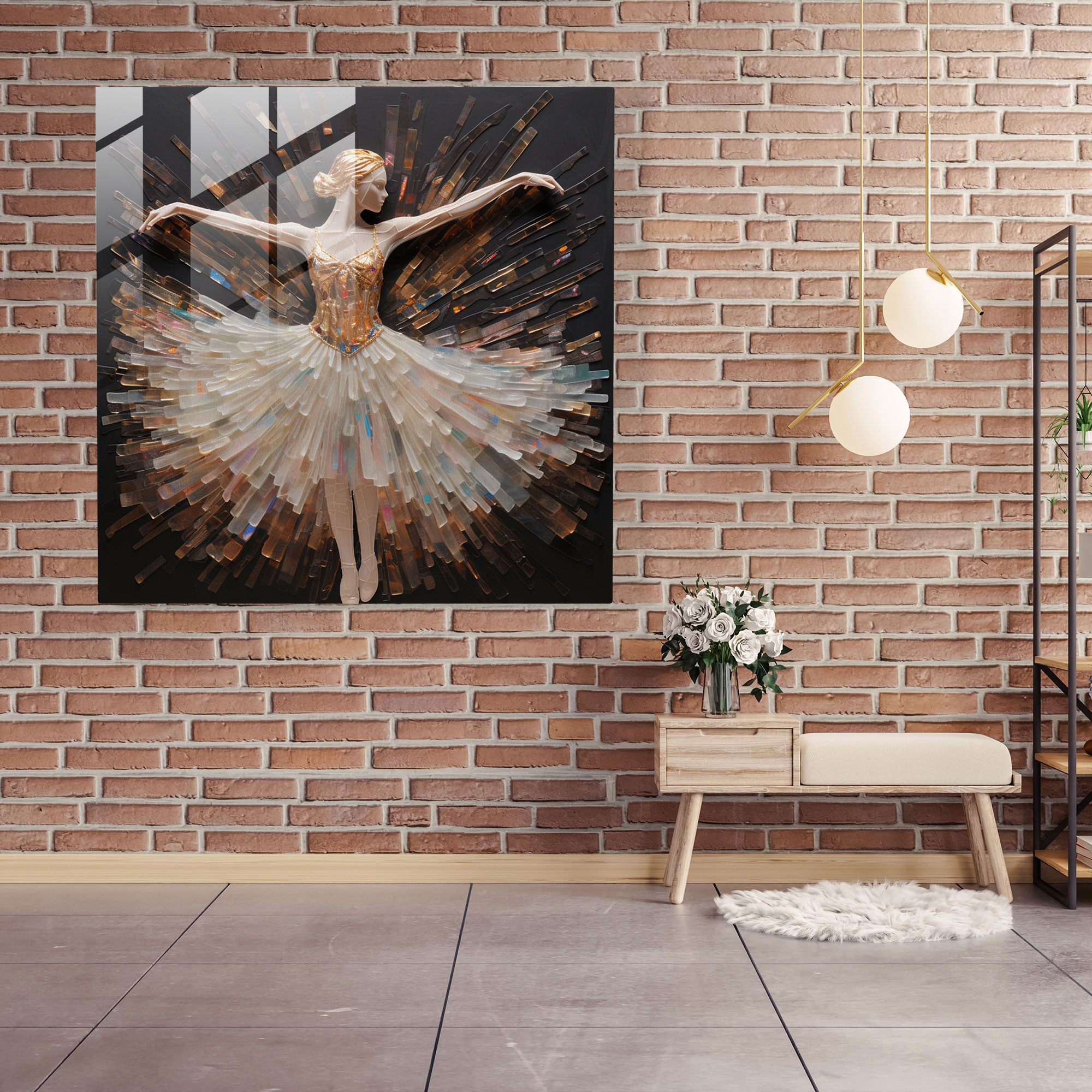 Ballerina Mixed Media Glass Print - Ballerina, Wall Decoration, Glass Art, Contemporary