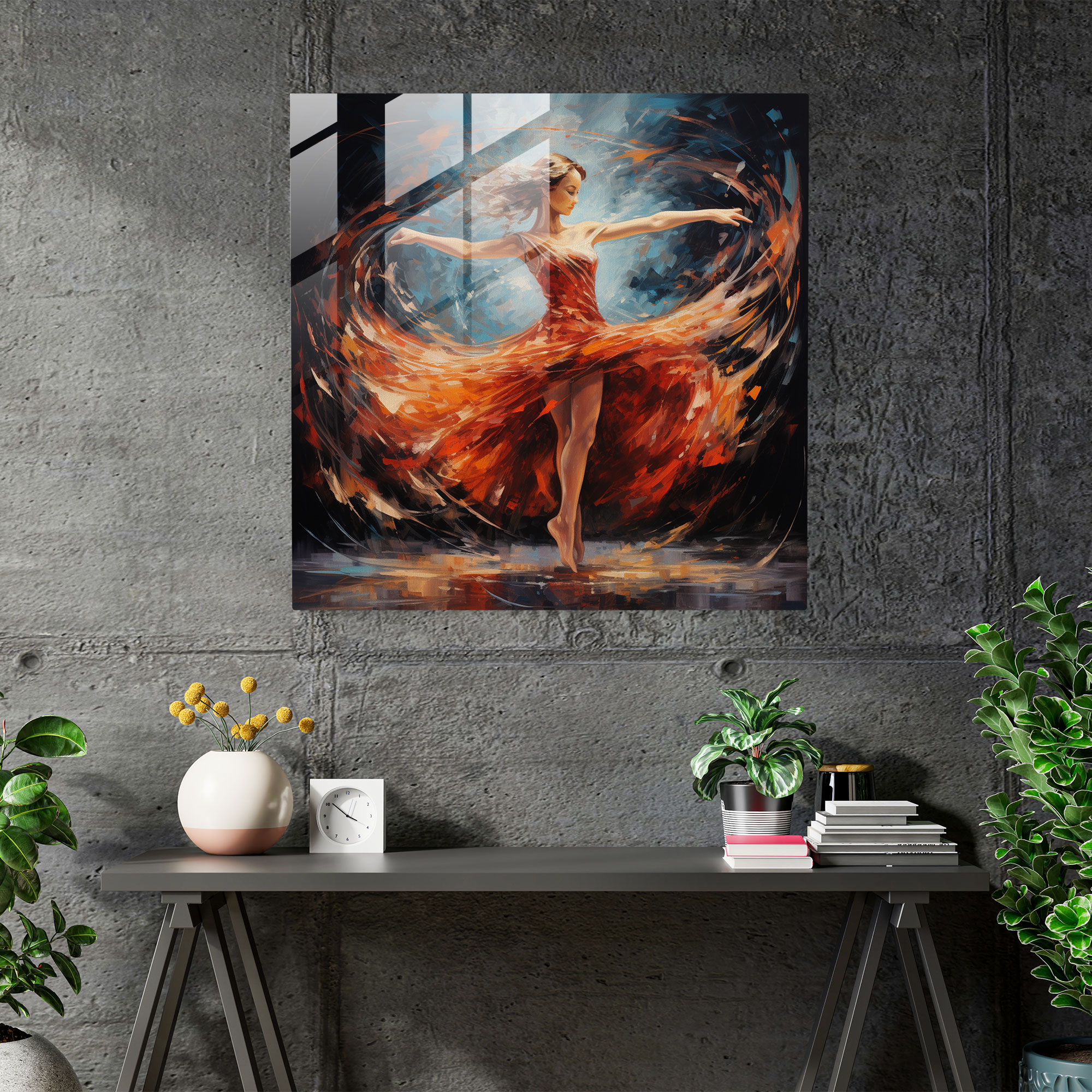 Ballerina Dynamic Glass Print - Ballerina, Acrylic Painting, Modern Art, Glass Print