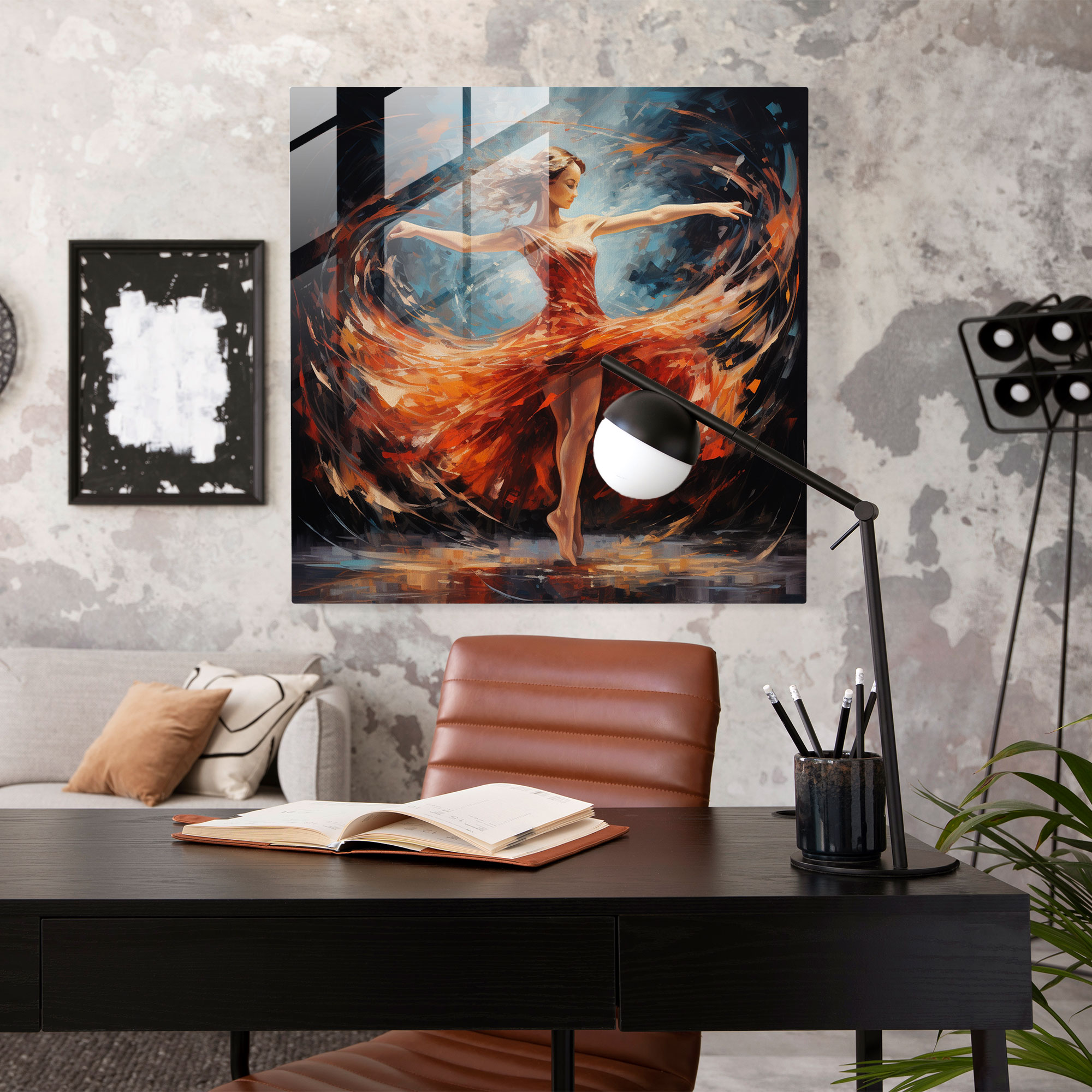 Ballerina Dynamic Glass Print - Ballerina, Acrylic Painting, Modern Art, Glass Print
