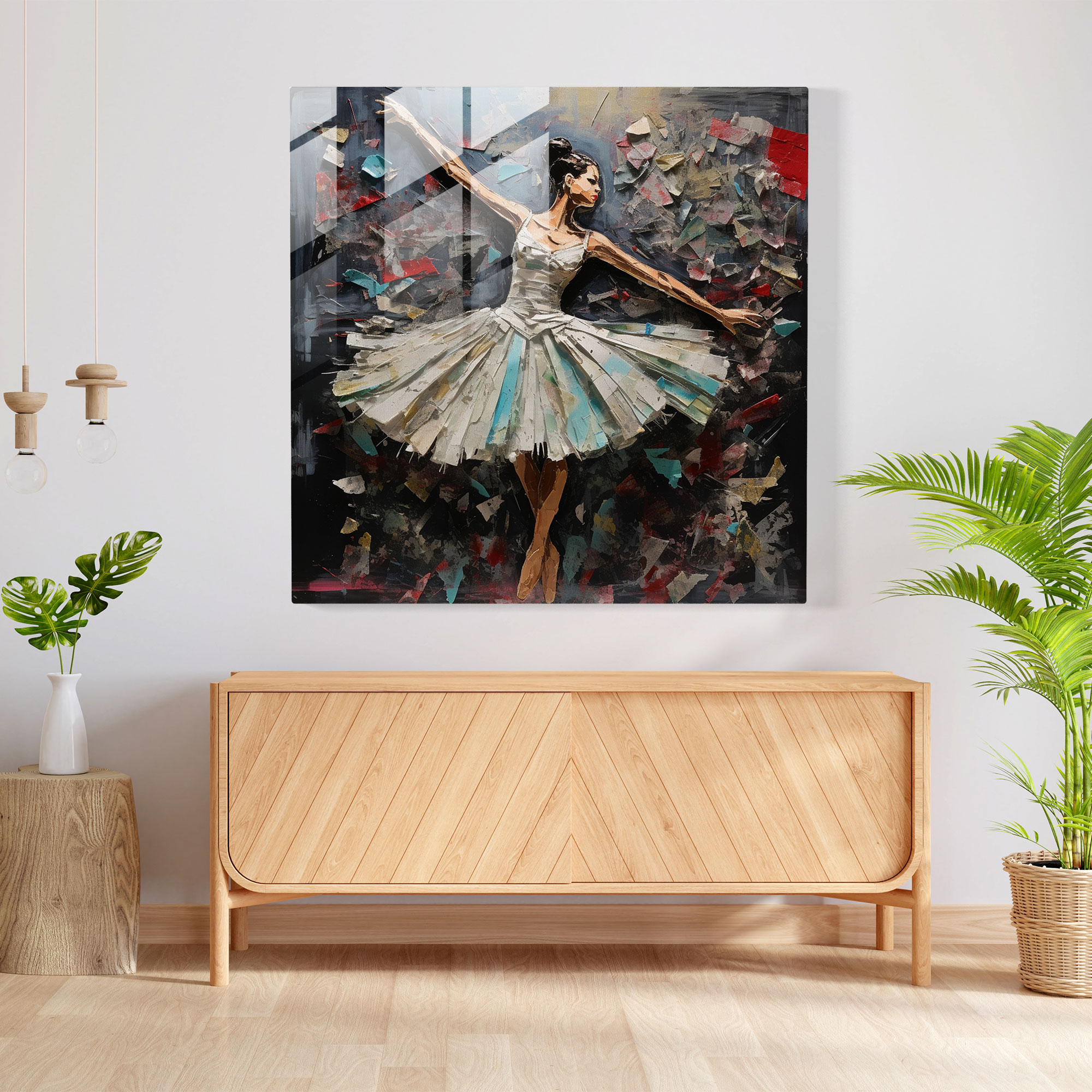 Ballerina Contemporary Collage Glass Print - Ballerina, Home Decoration, Glass Print, Glass Art