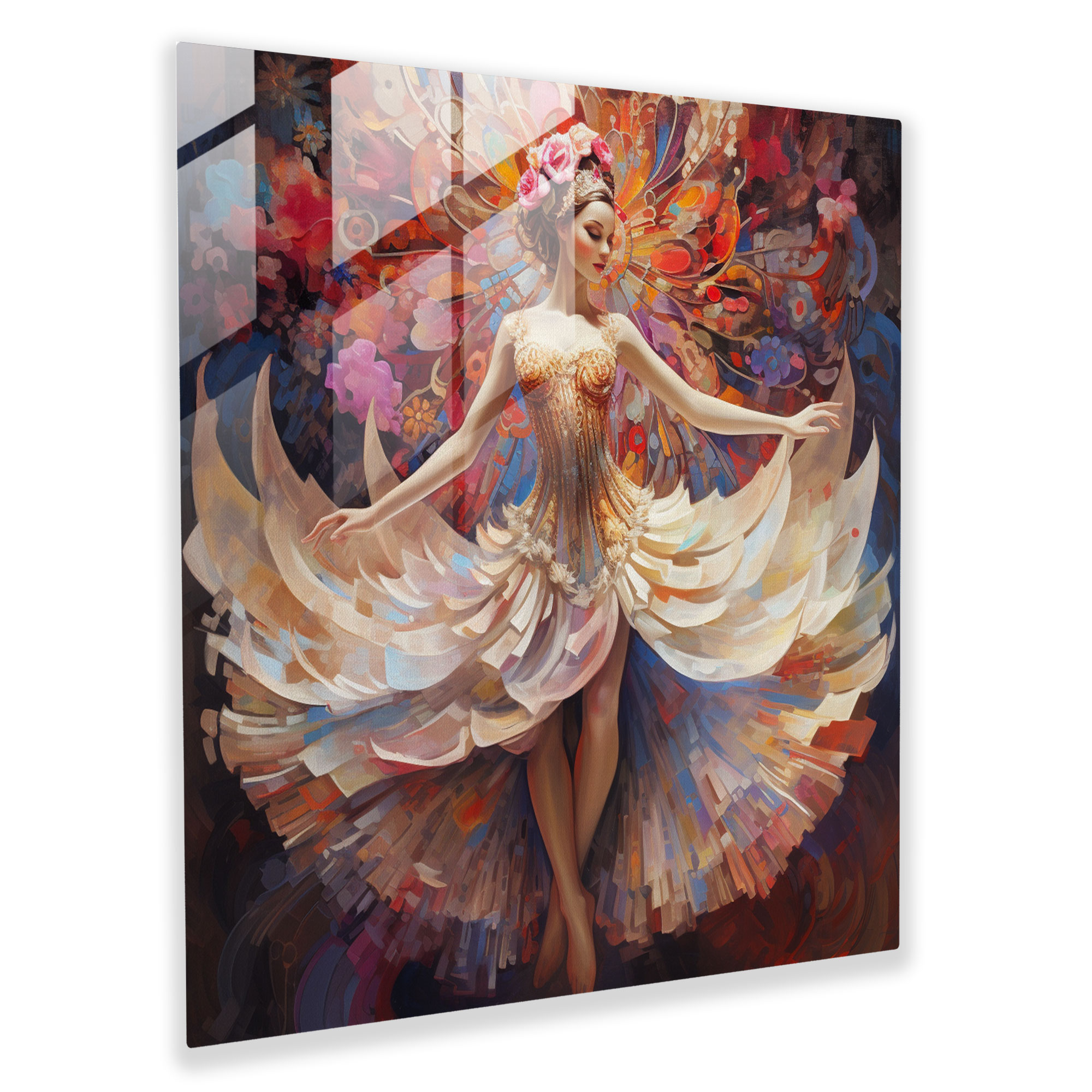 Ballerina Glass Print - Vibrant And Graceful Wall Decoration - Ballerina, Elegant, Wall Decoration, Modern Art