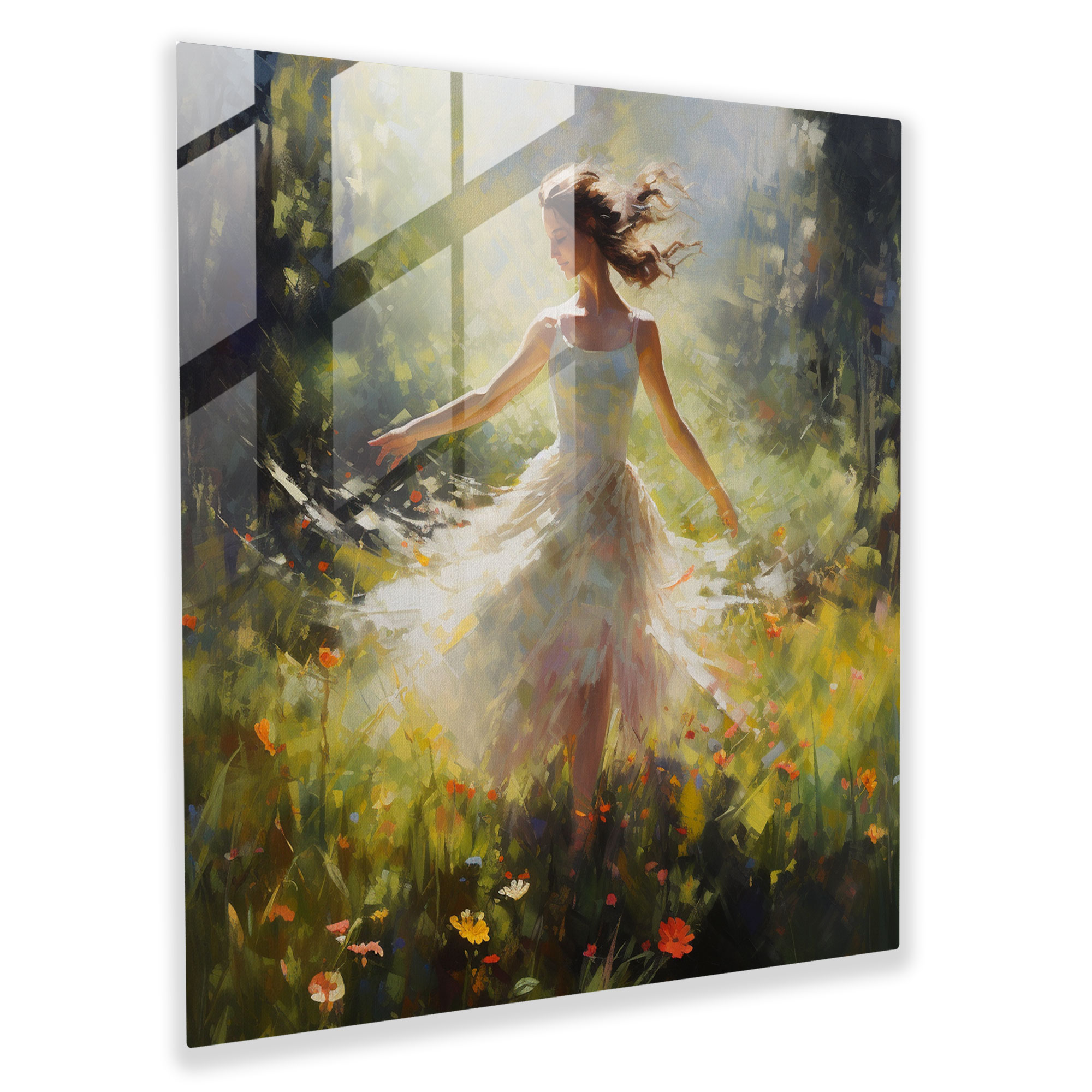 Sunlit Meadow Ballerina Glass Print - Ballerina, Impressionist, Home Decoration, Joyful