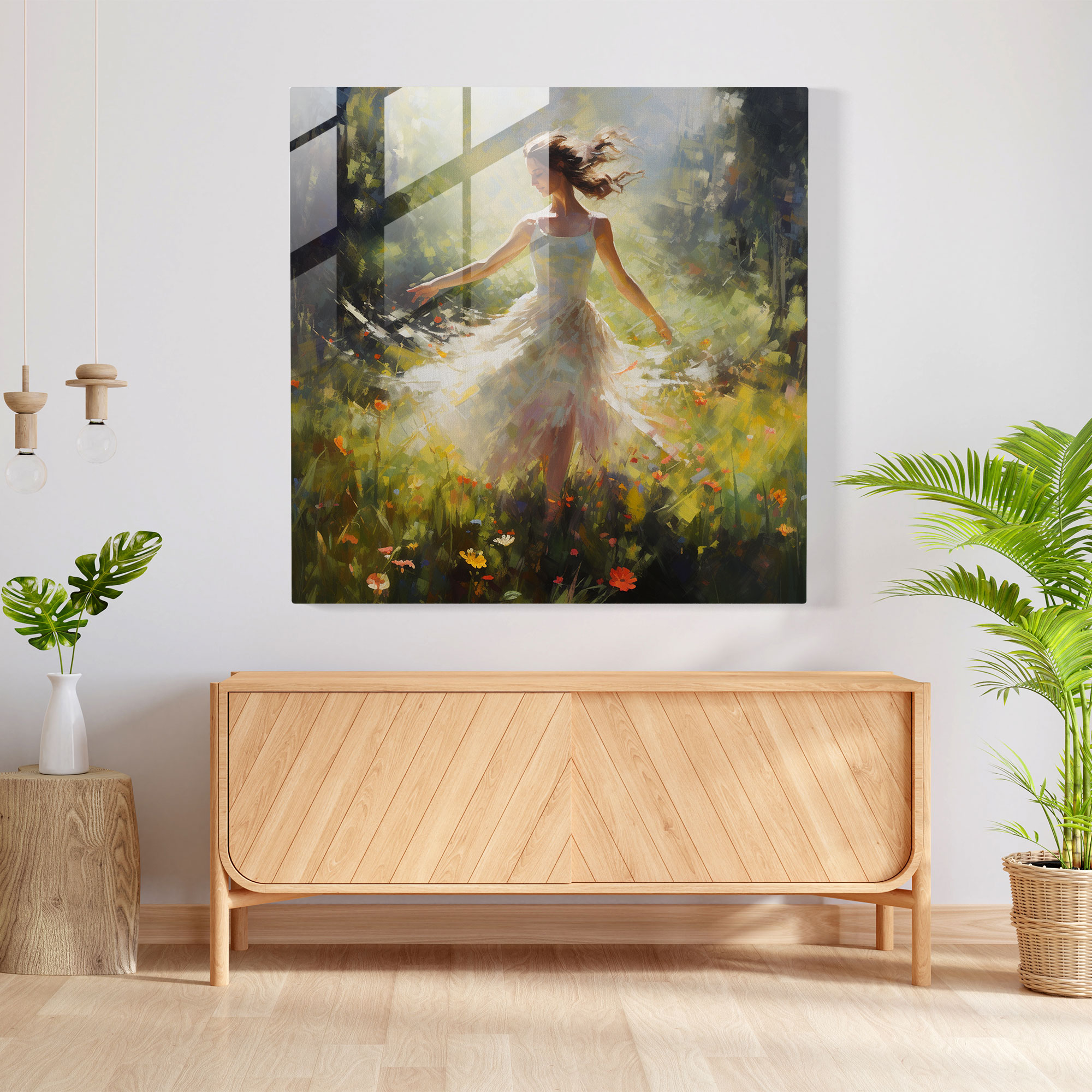 Sunlit Meadow Ballerina Glass Print - Ballerina, Impressionist, Home Decoration, Joyful