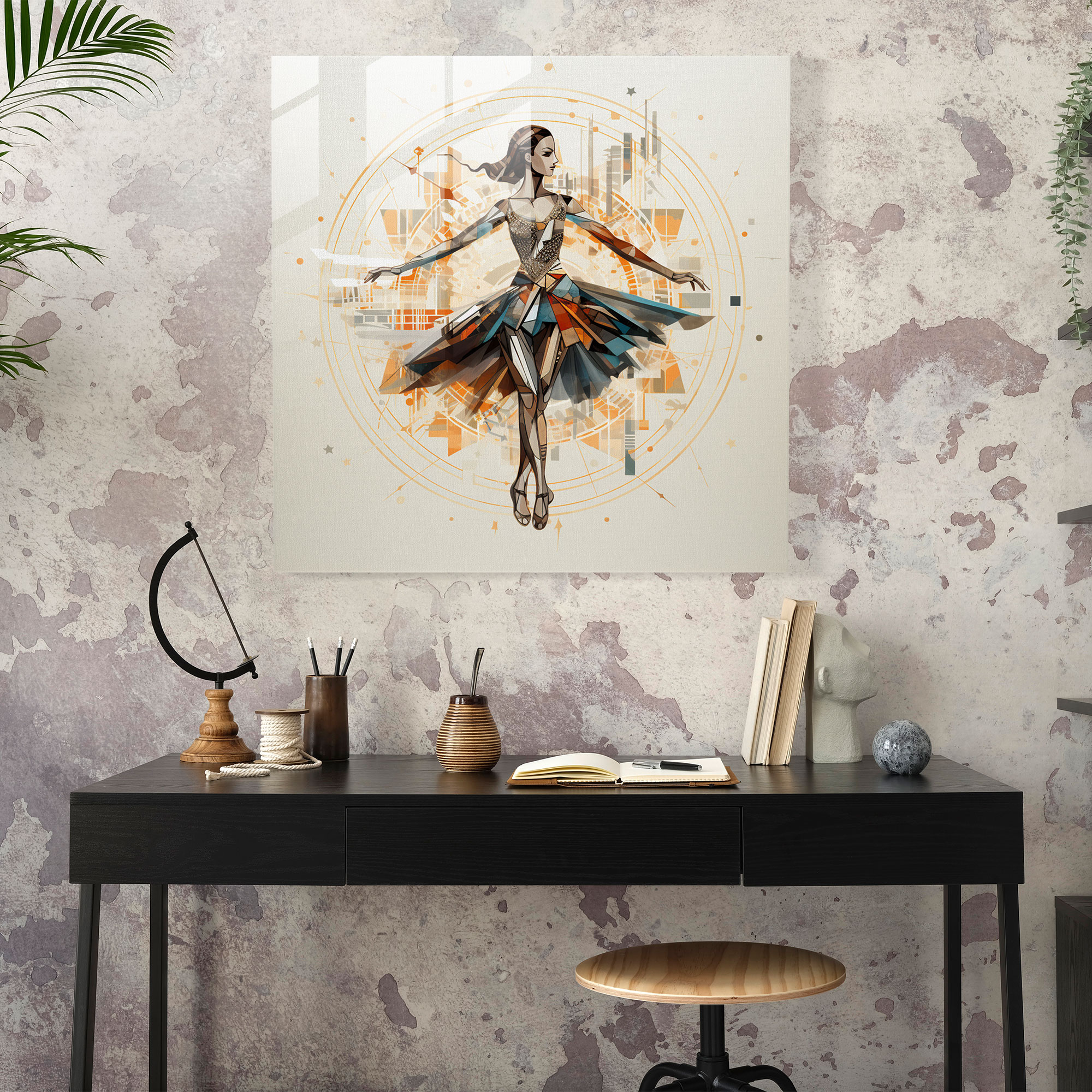 Geometric Ballerina Glass Print - Ballerina, Sophisticated, Illustration, Bold Colors