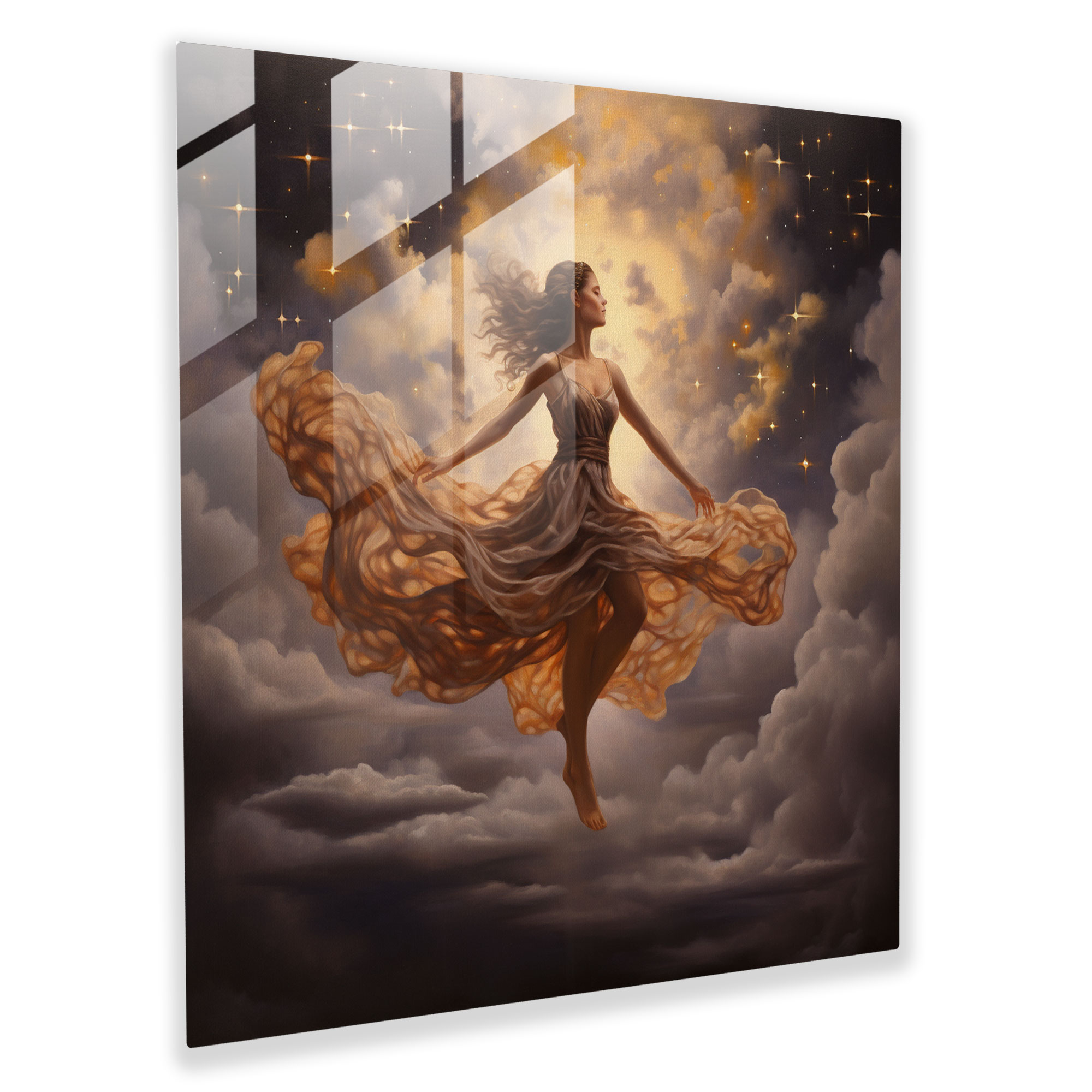 Celestial Ballerina Glass Print - Ballerina, Painting, Glass Art, Ethereal