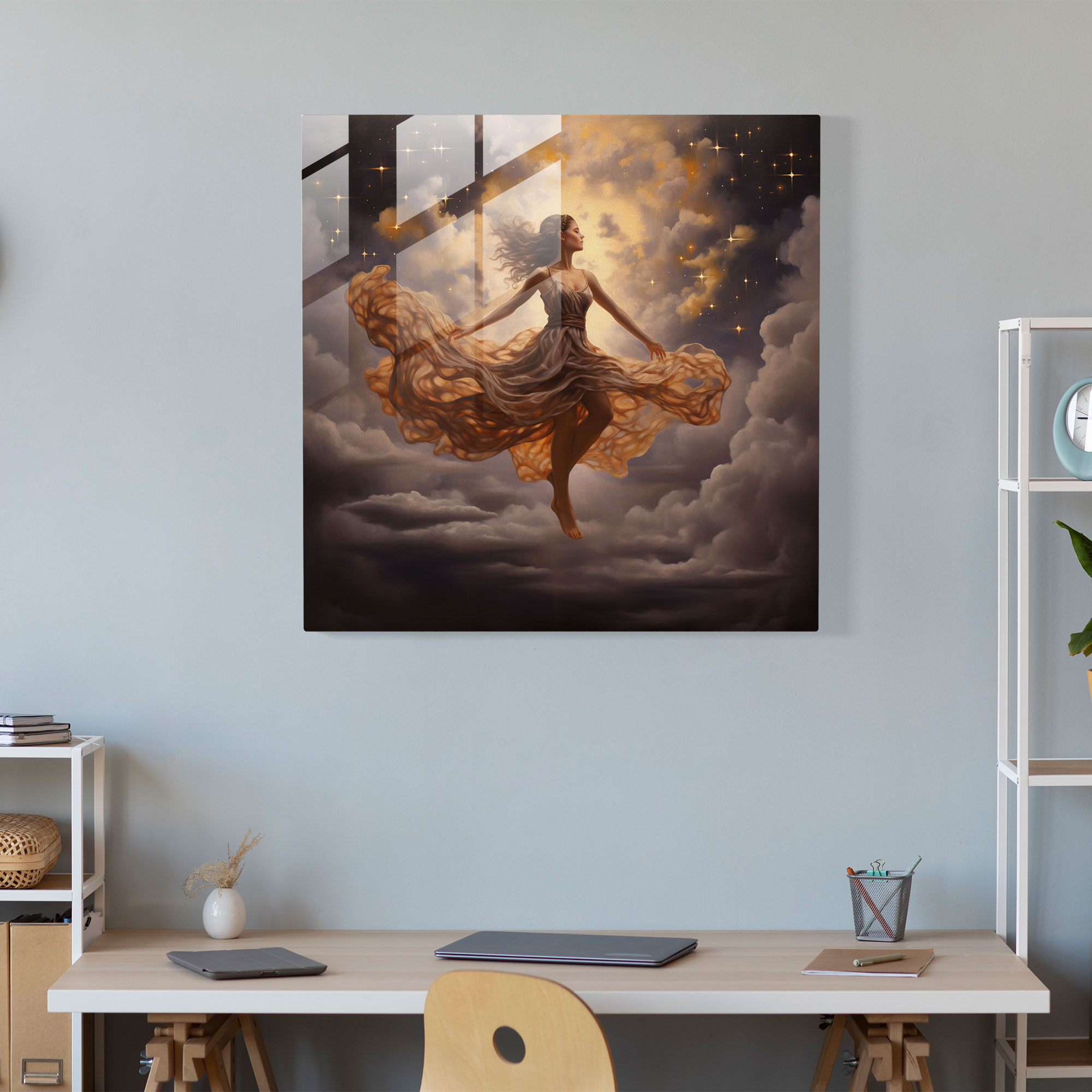 Celestial Ballerina Glass Print - Ballerina, Painting, Glass Art, Ethereal