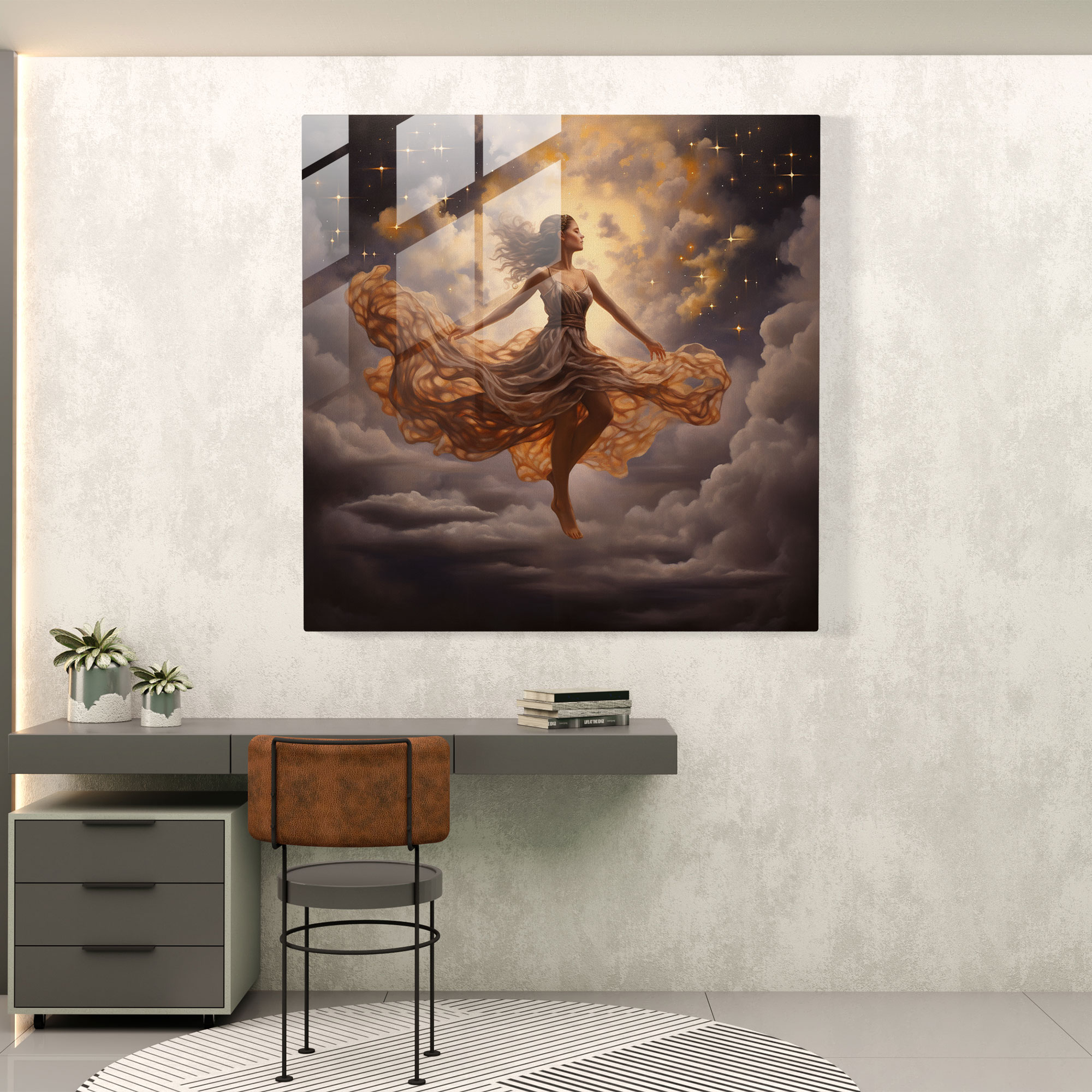 Celestial Ballerina Glass Print - Ballerina, Painting, Glass Art, Ethereal