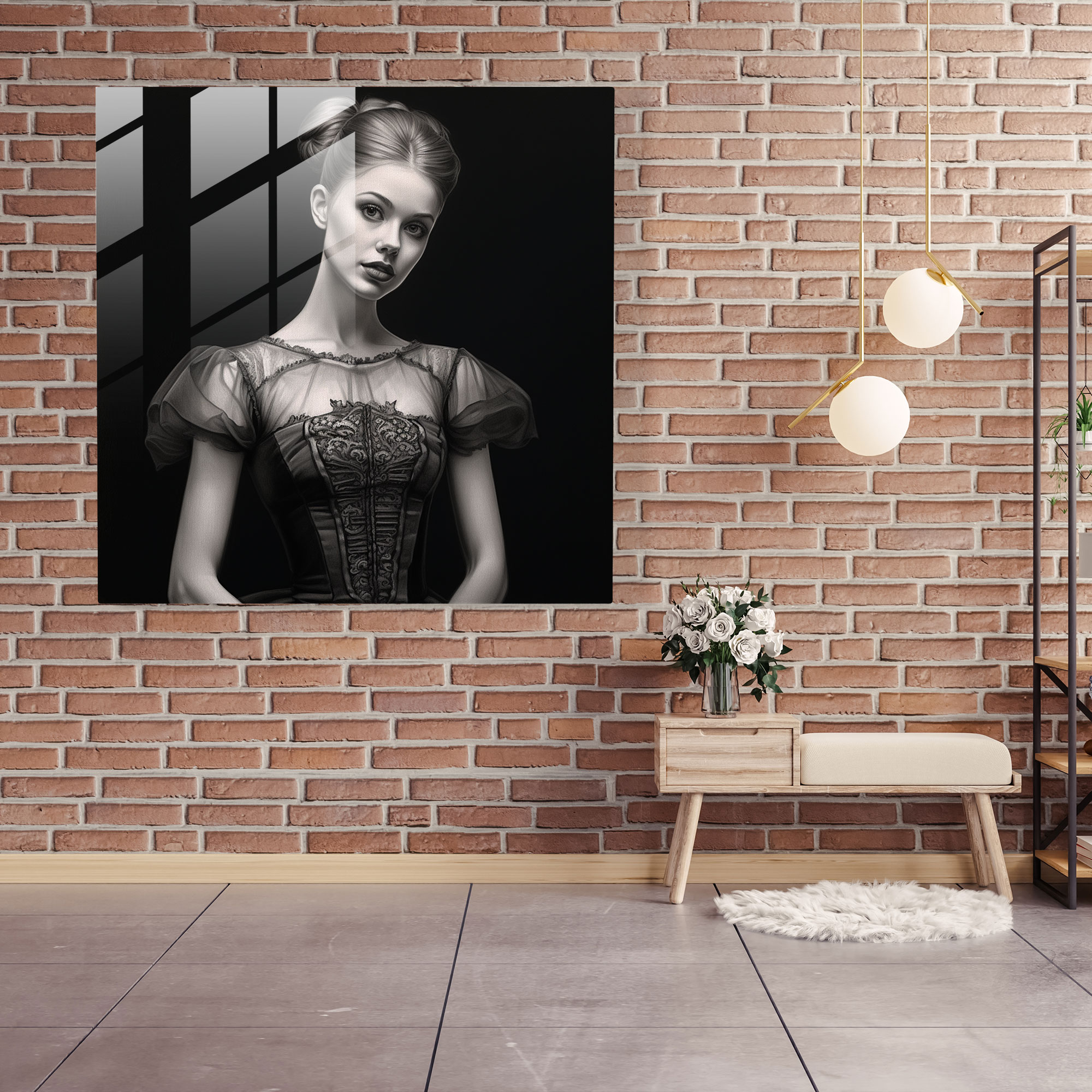 Timeless Pose Ballerina Glass Print - Ballerina, Timeless Pose, Glass Wall Art, Sophisticated