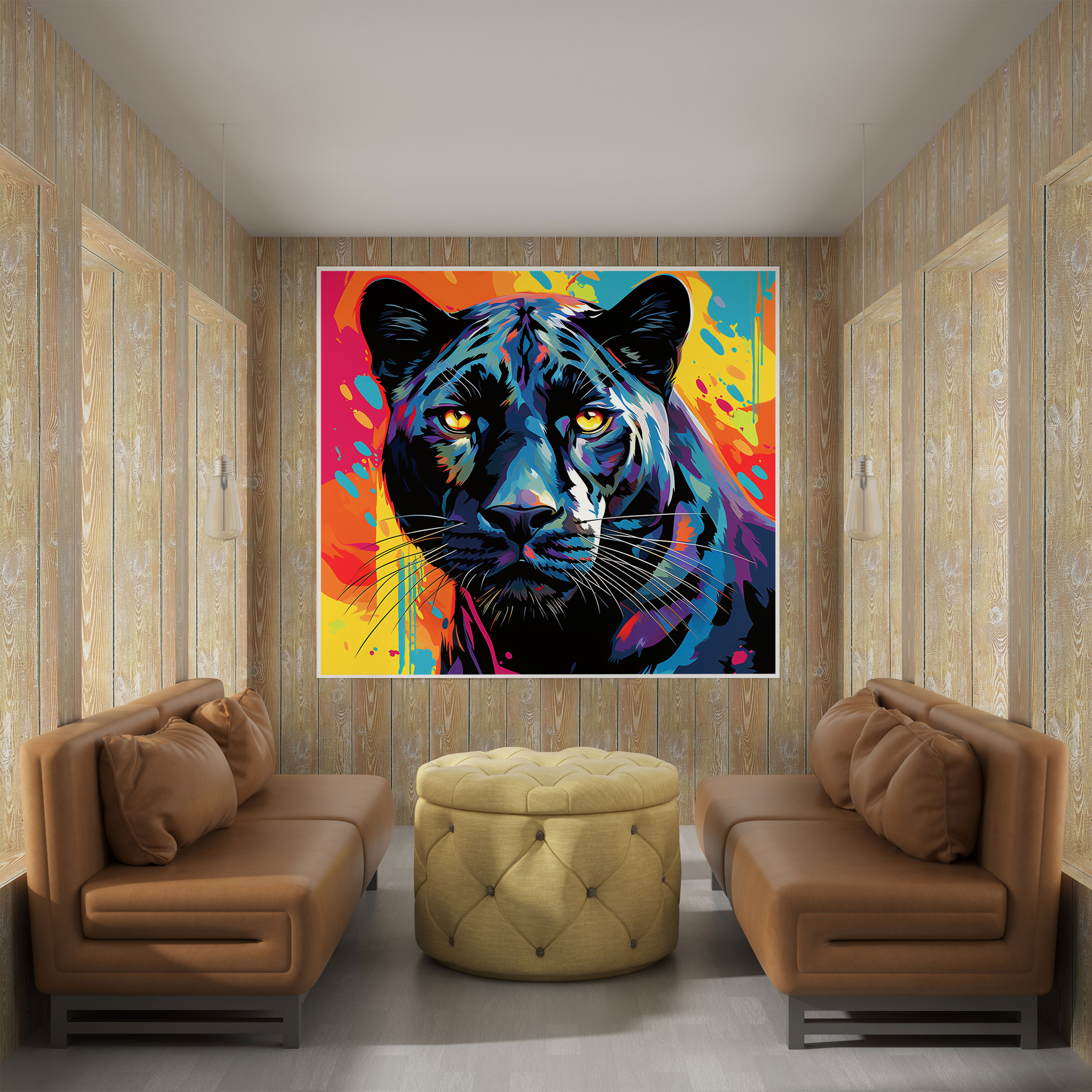 Pop Art Black Panther Canvas Print - Black Panther, Colorful Background, Vibrant Panther, Wall Art