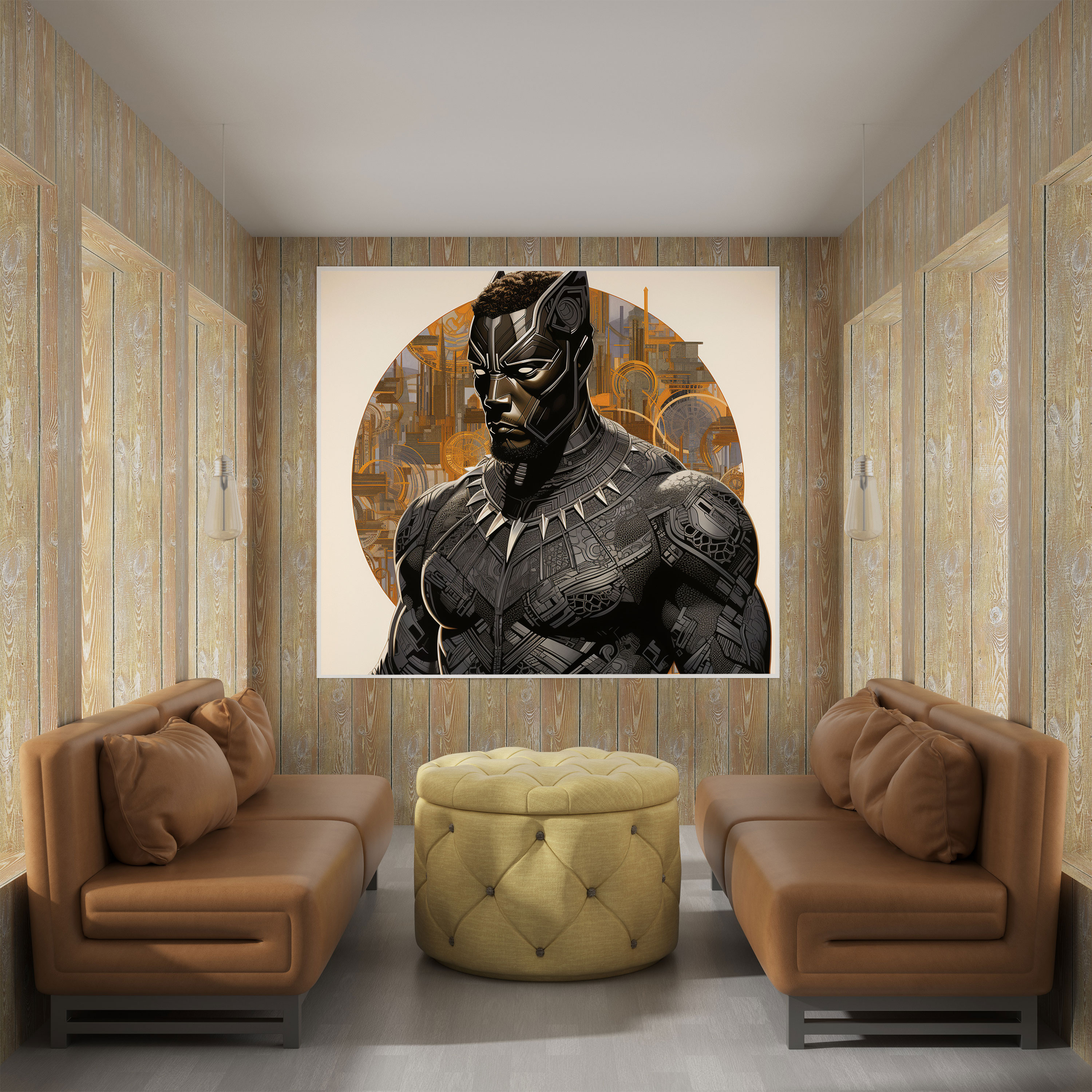 Intricate Black Panther Canvas Print - Black Panther, Canvas Print, Home Decoration, Collage Artwork