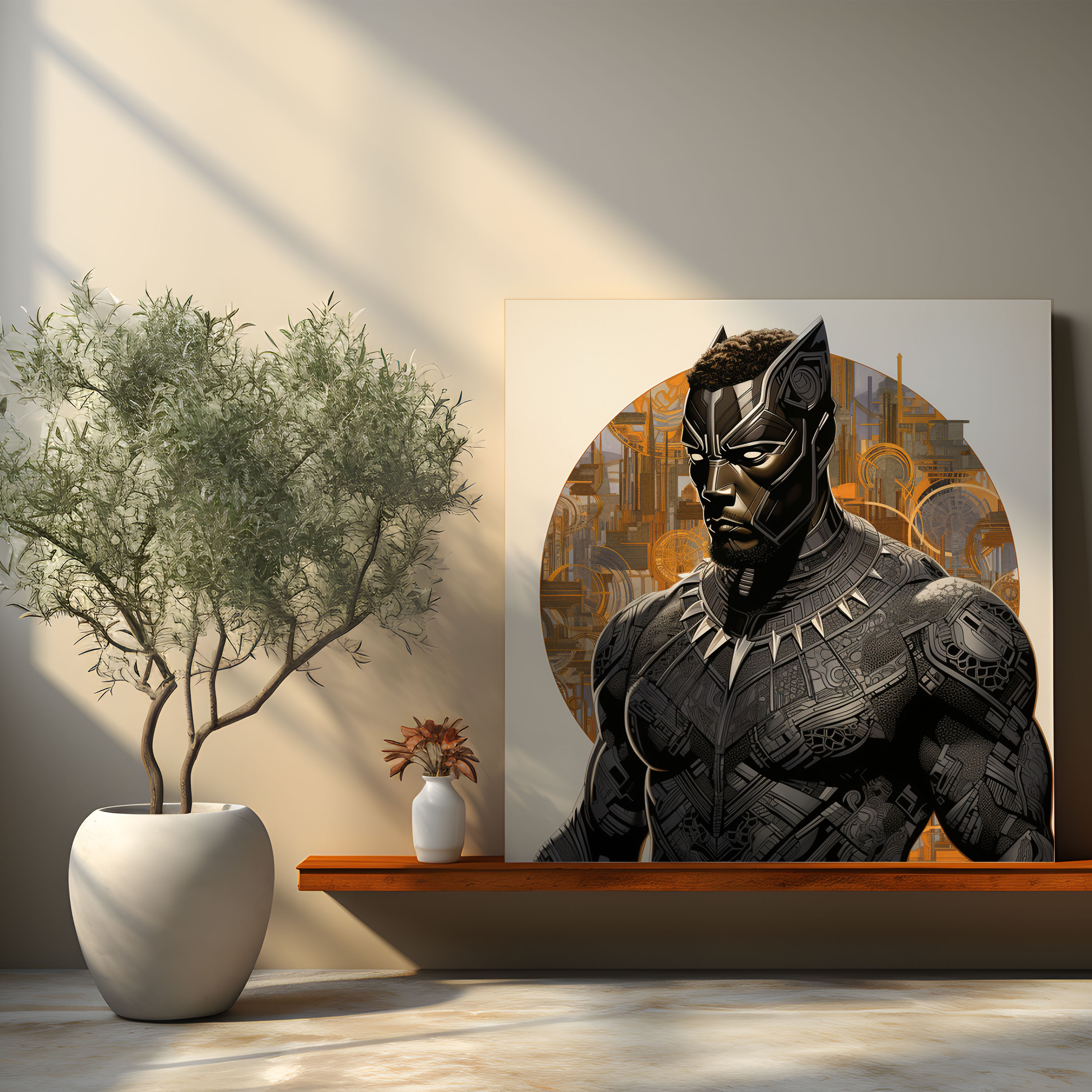 Intricate Black Panther Canvas Print - Black Panther, Canvas Print, Home Decoration, Collage Artwork