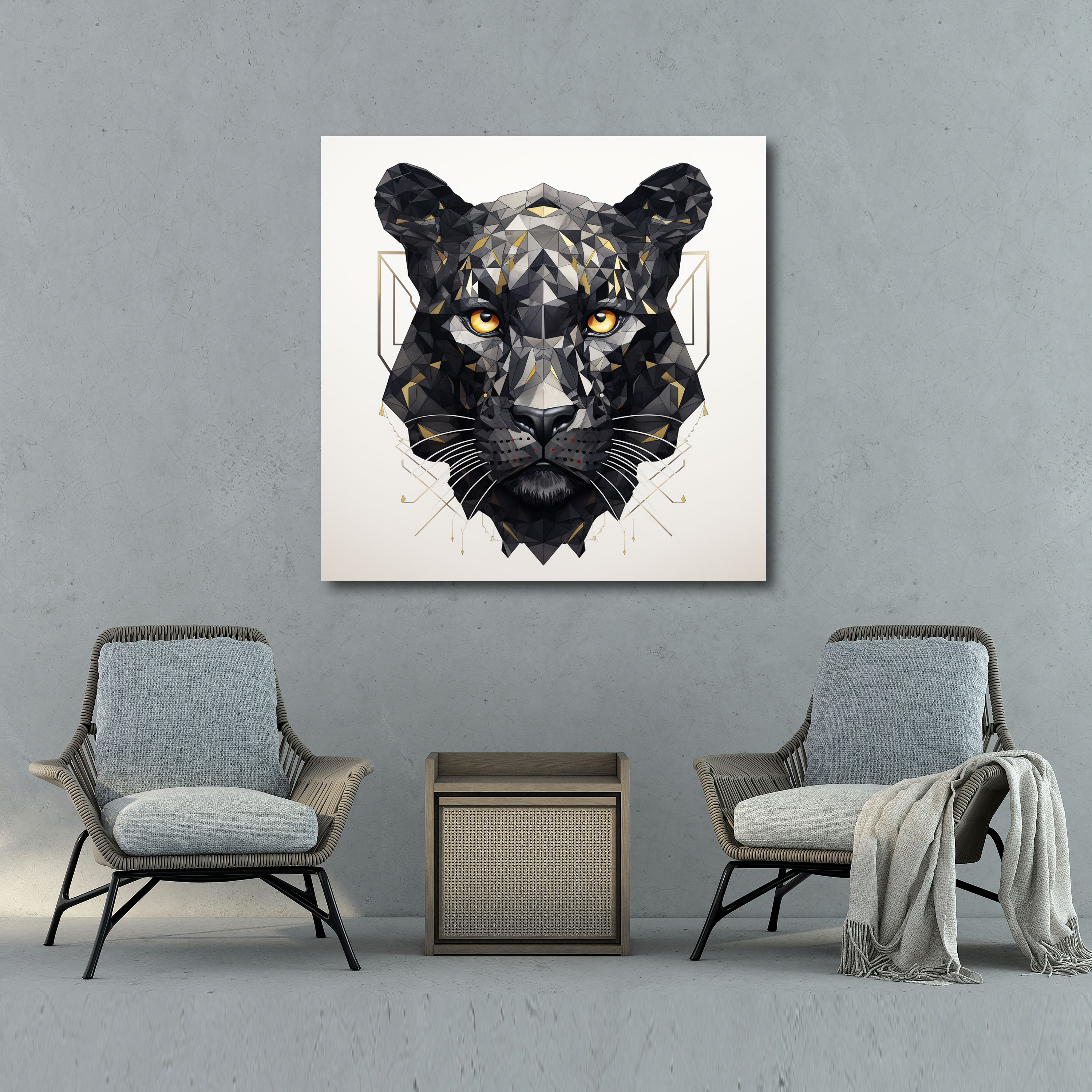 Geometric Black Panther Wall Art - Black Panther, Geometric Design, Wall Art, Various Shapes