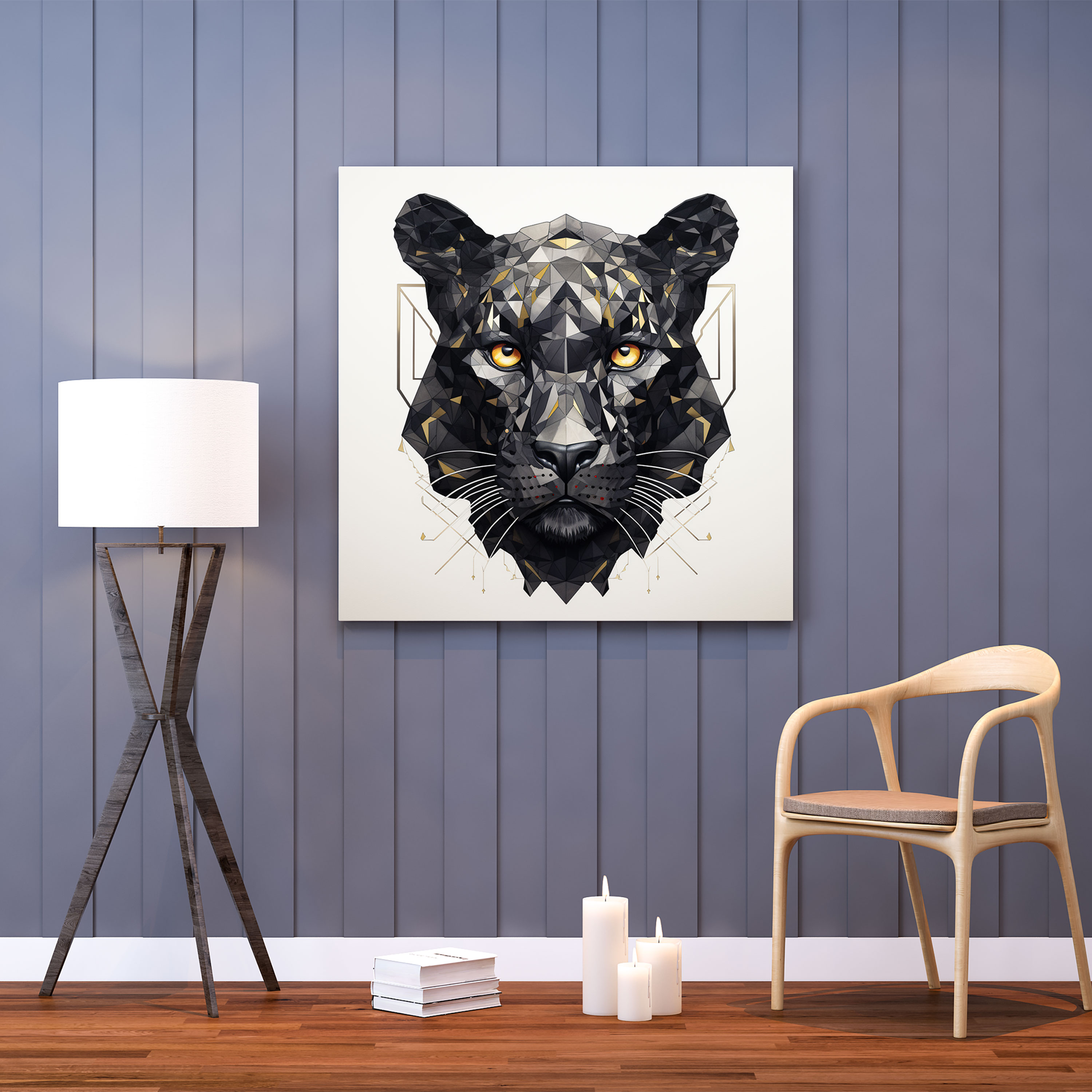 Geometric Black Panther Wall Art - Black Panther, Geometric Design, Wall Art, Various Shapes
