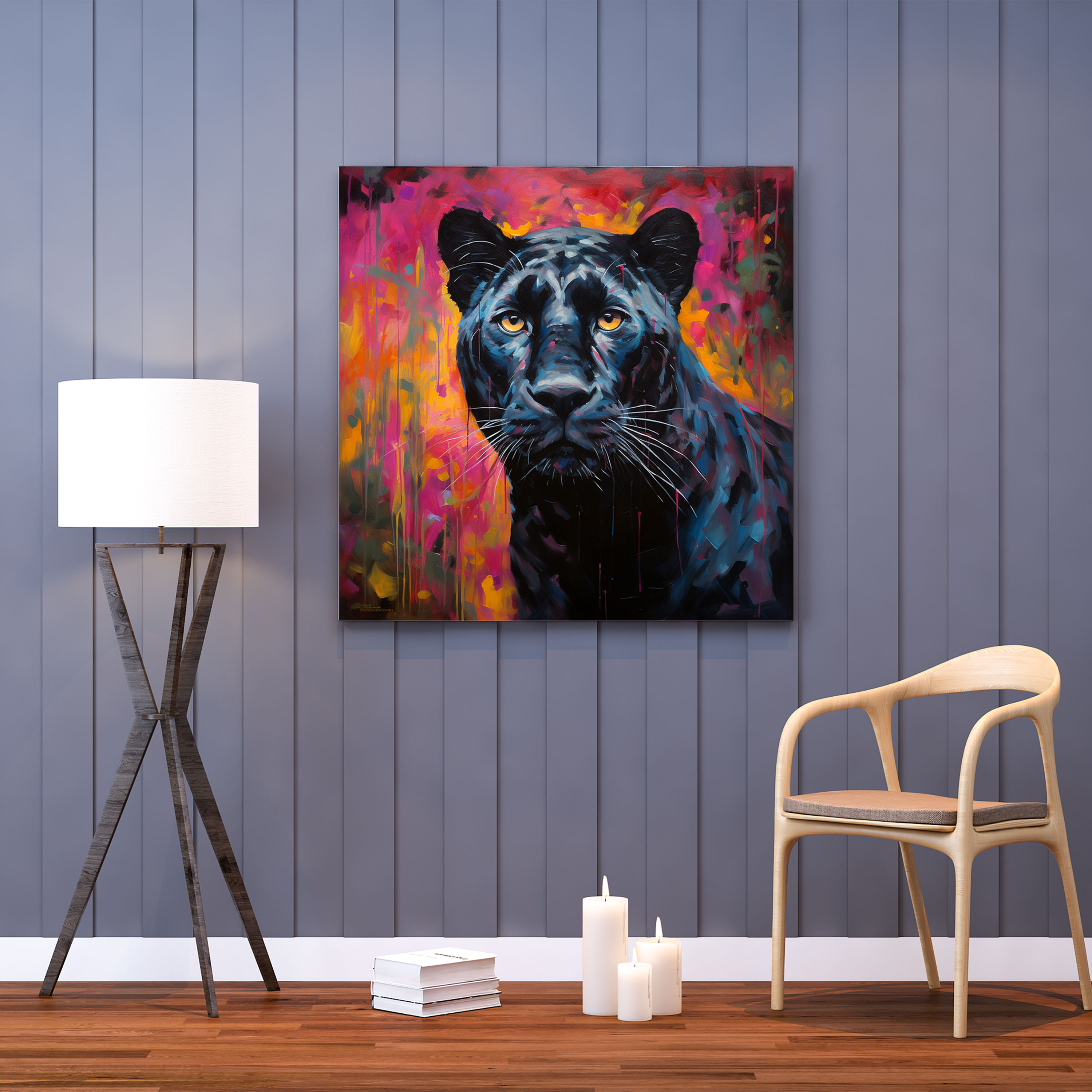 Dreamy Black Panther Canvas Print - Black Panther, Impressionist Painting, Canvas, Wall Decoration