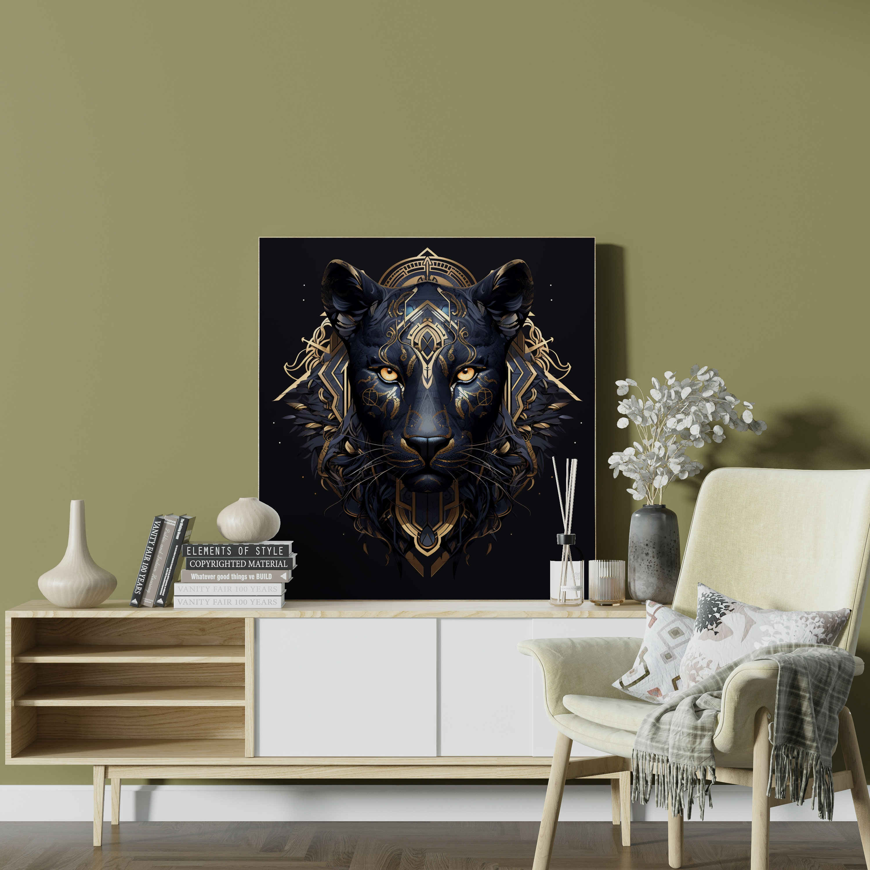 Black Panther Wall Art - Powerful Panther With Tribal Patterns - Black Panther, Powerful Panther, Canvas Wall Art, Canvas