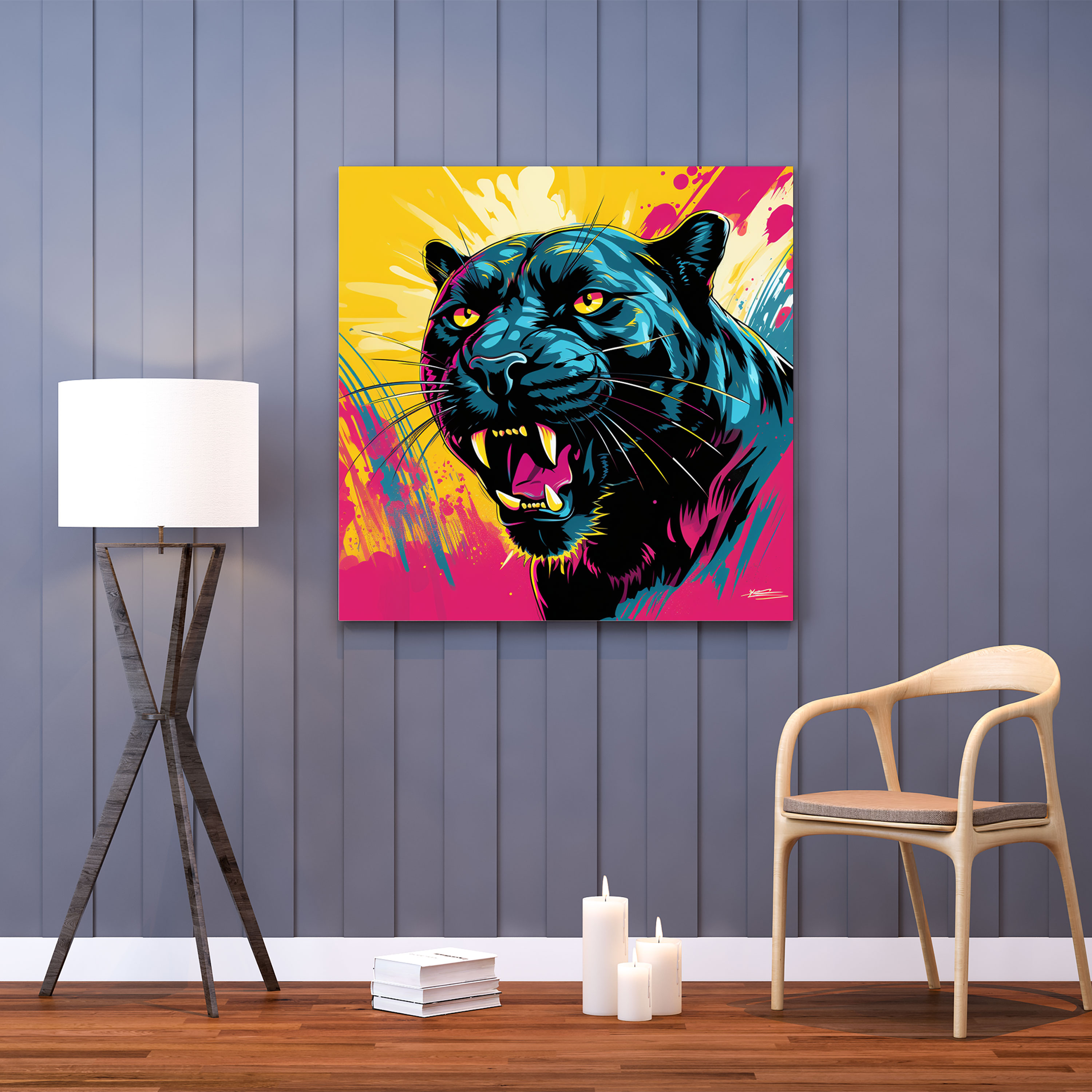 Black Panther Canvas Print - Vibrant Panther On Colorful Background - Black Panther, Canvas Wall Art, Canvas Print, Pop Art-Inspired Illustration