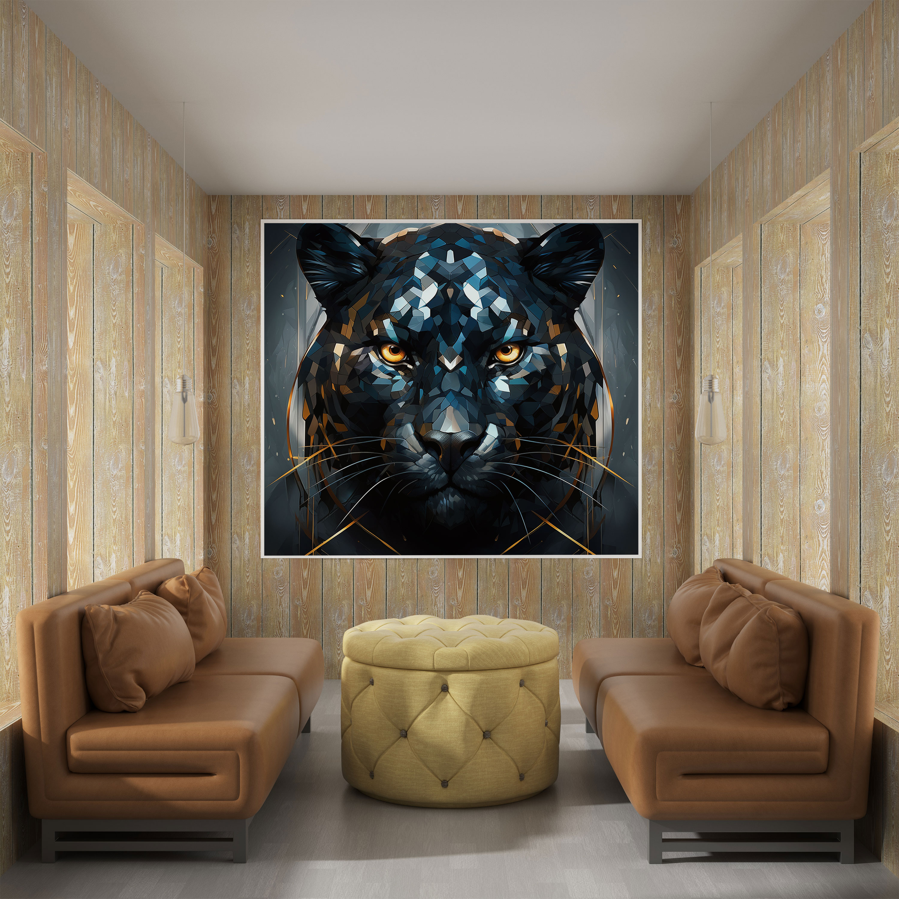 Black Panther Canvas Wall Art - Black Panther, Strength, Geometric Shapes, Canvas Print