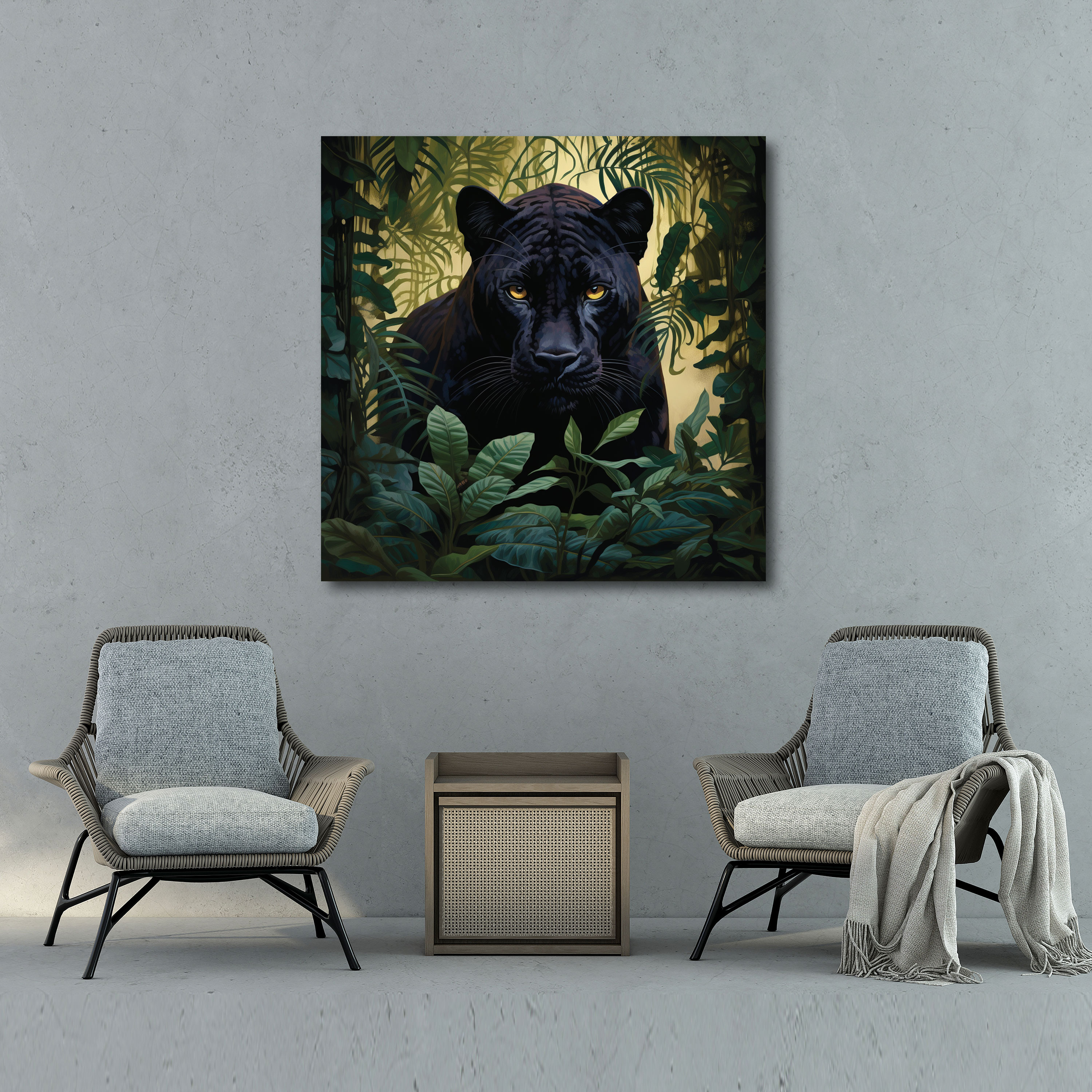 Jungle Black Panther Canvas Print - Black Panther, Canvas, Black Panther, Wall Art