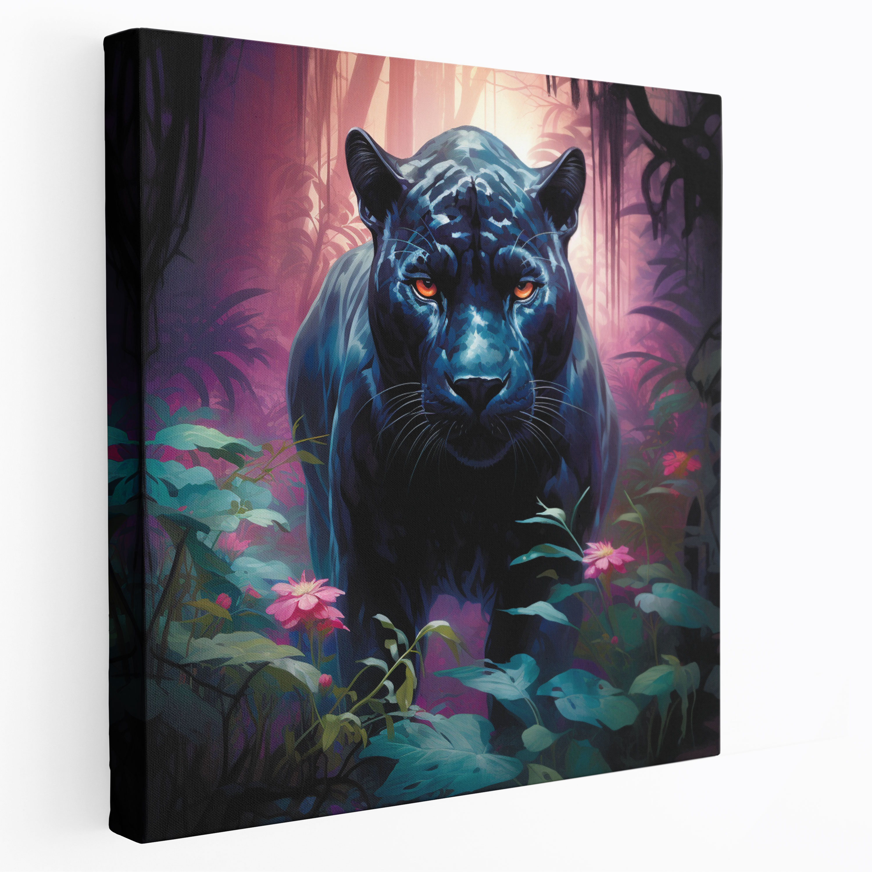 Mystic Forest Black Panther Canvas Print - Black Panther, Canvas Print, Enchanting, Canvas Wall Art