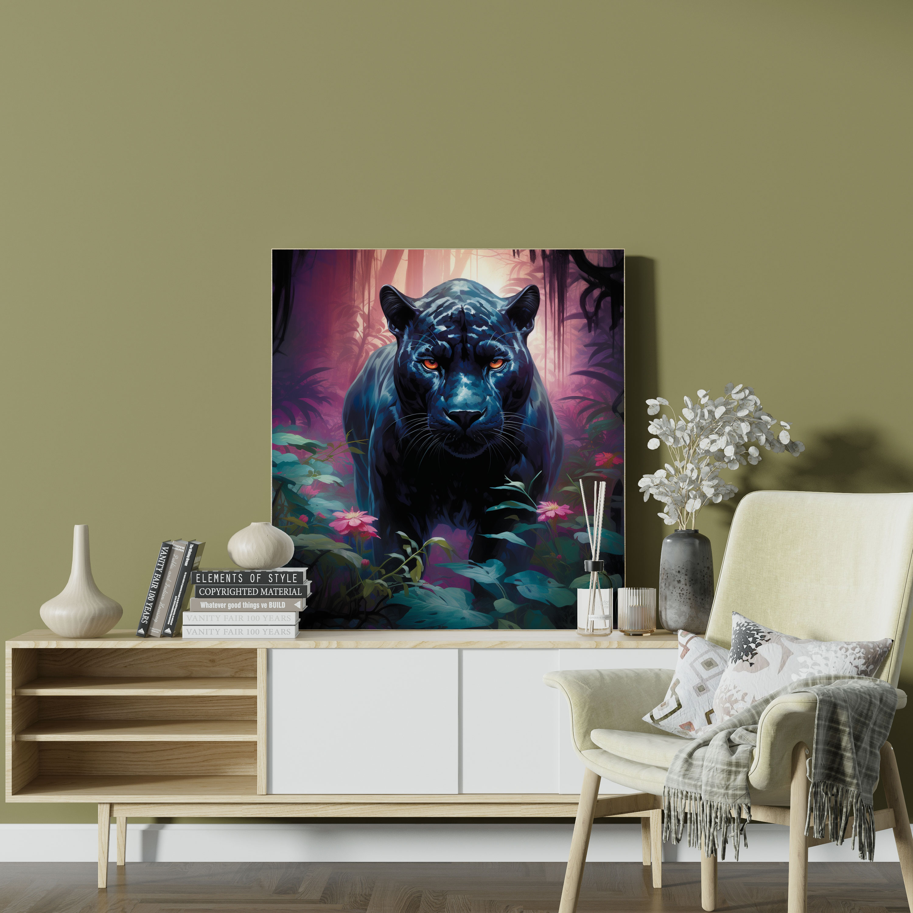 Mystic Forest Black Panther Canvas Print - Black Panther, Canvas Print, Enchanting, Canvas Wall Art