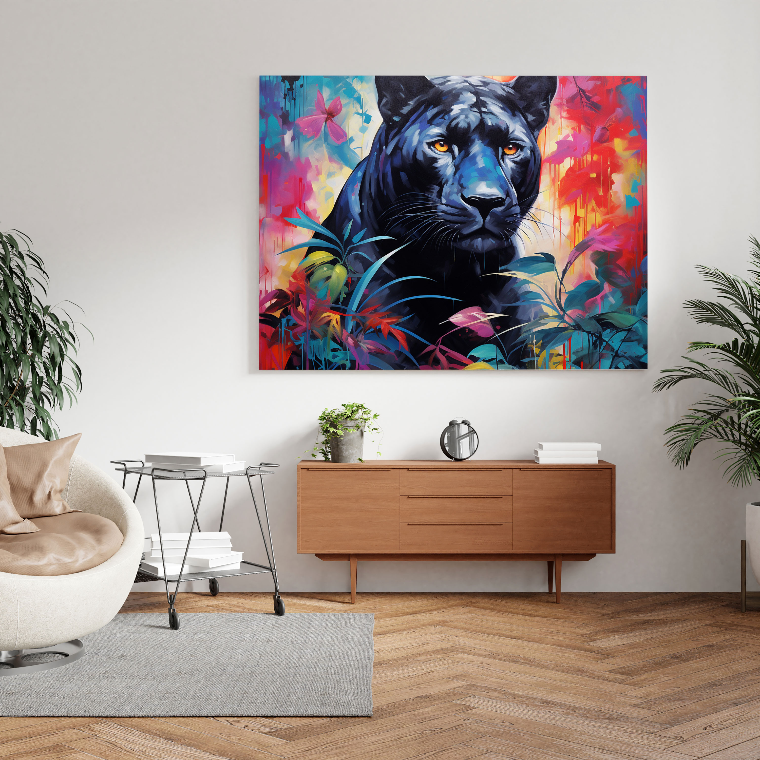 Black Panther Canvas Print - Colorful Abstract Wall Art - Black Panther, Colorful, Canvas Wall Art, Canvas Print