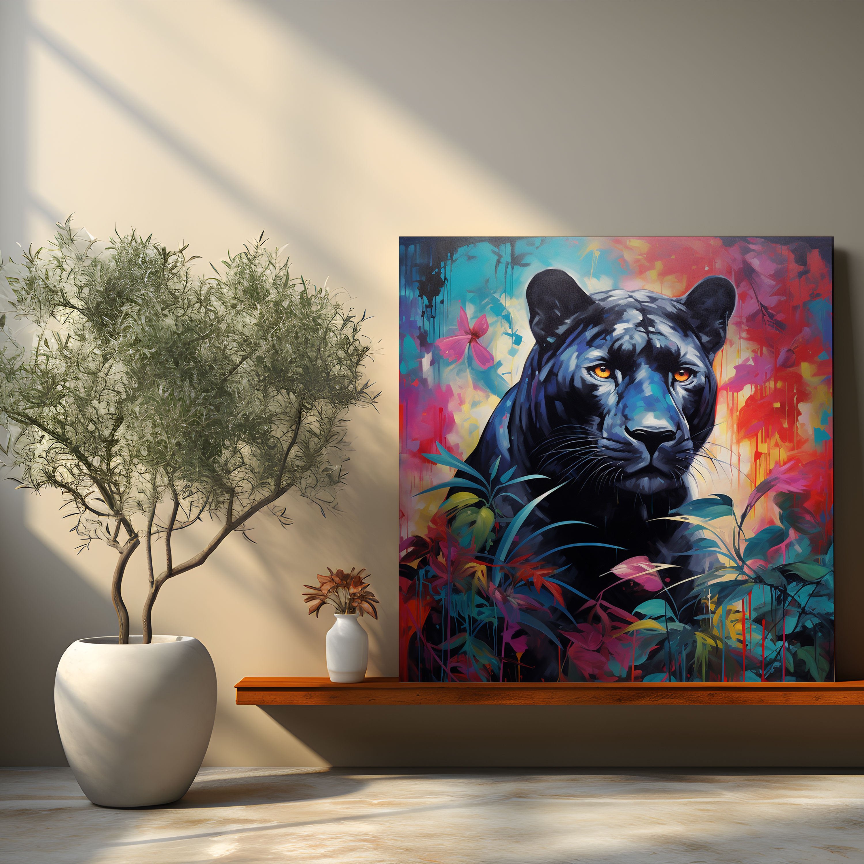 Black Panther Canvas Print - Colorful Abstract Wall Art - Black Panther, Colorful, Canvas Wall Art, Canvas Print