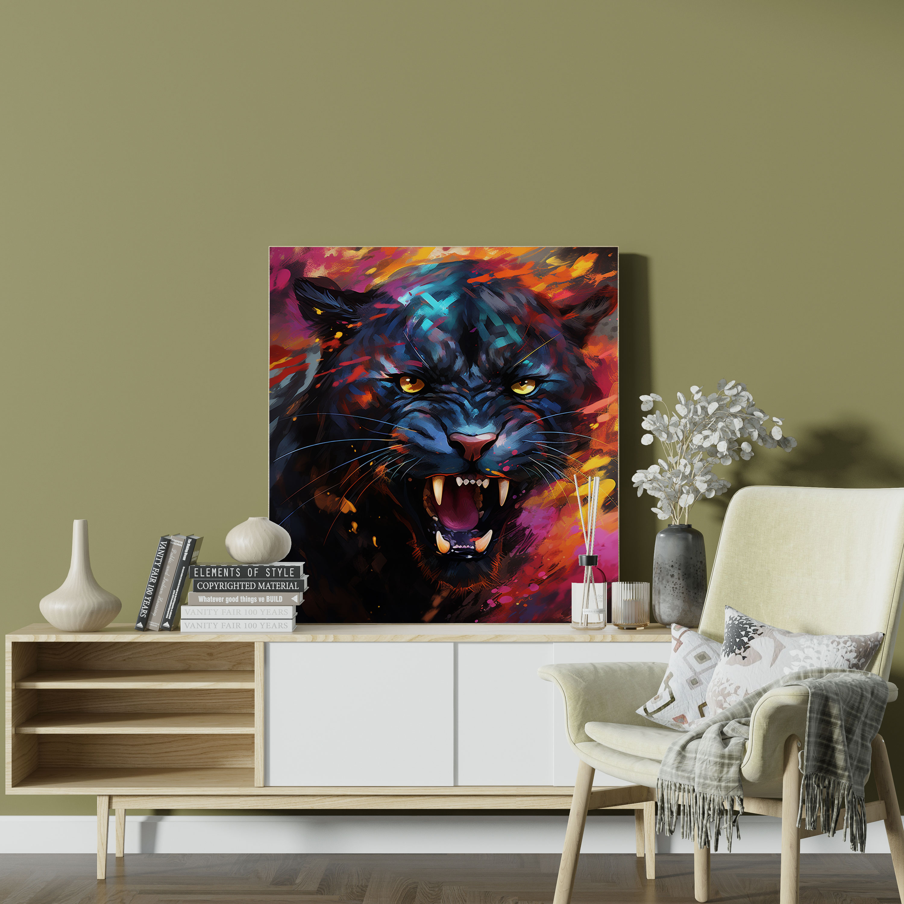 Black Panther Canvas Print - Abstract Digital Art Wall Decoration - Black Panther, Canvas Print, Home Decoration, Wall Art