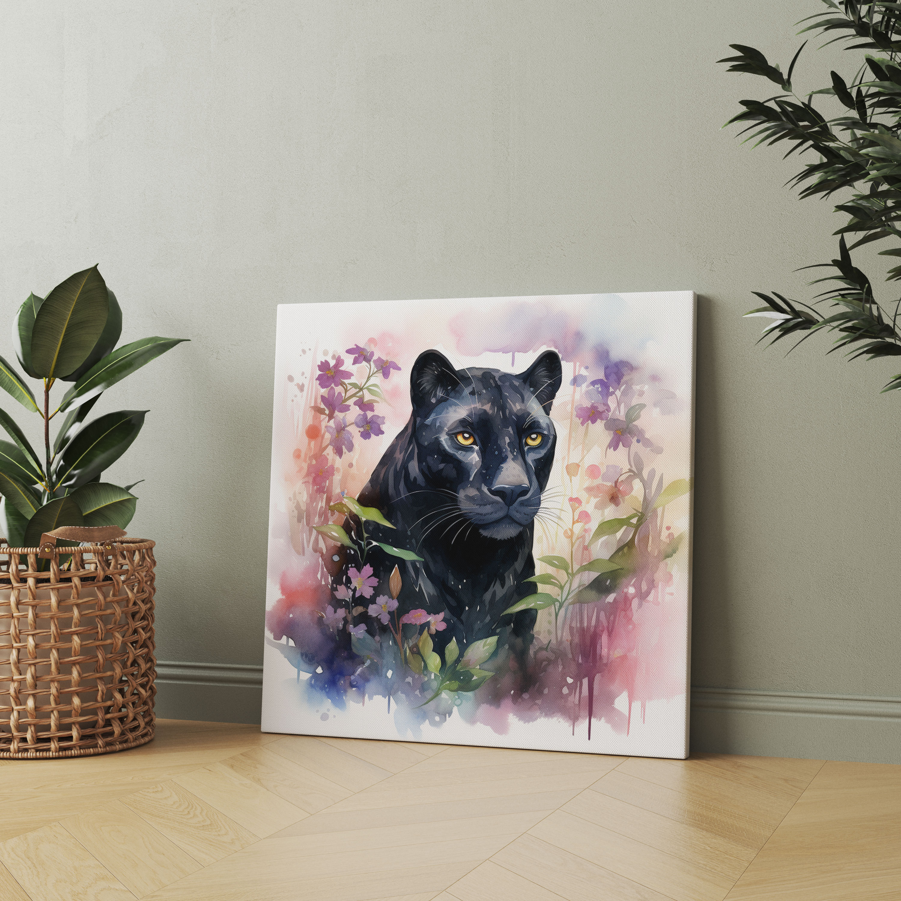 Black Panther Canvas Print - Dreamy Watercolor Wall Art - Black Panther, Canvas Print, Canvas, Home Decoration
