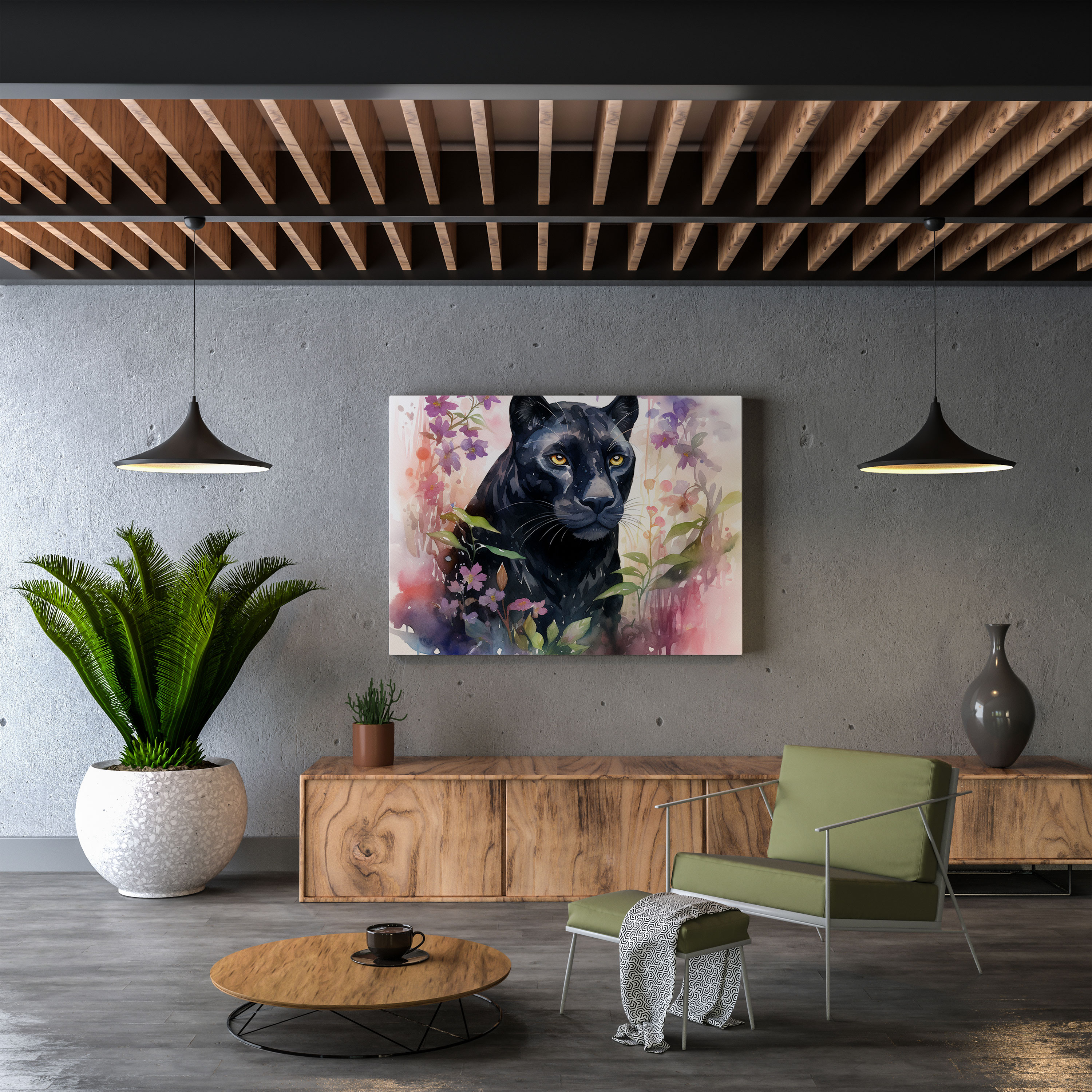 Black Panther Canvas Print - Dreamy Watercolor Wall Art - Black Panther, Canvas Print, Canvas, Home Decoration