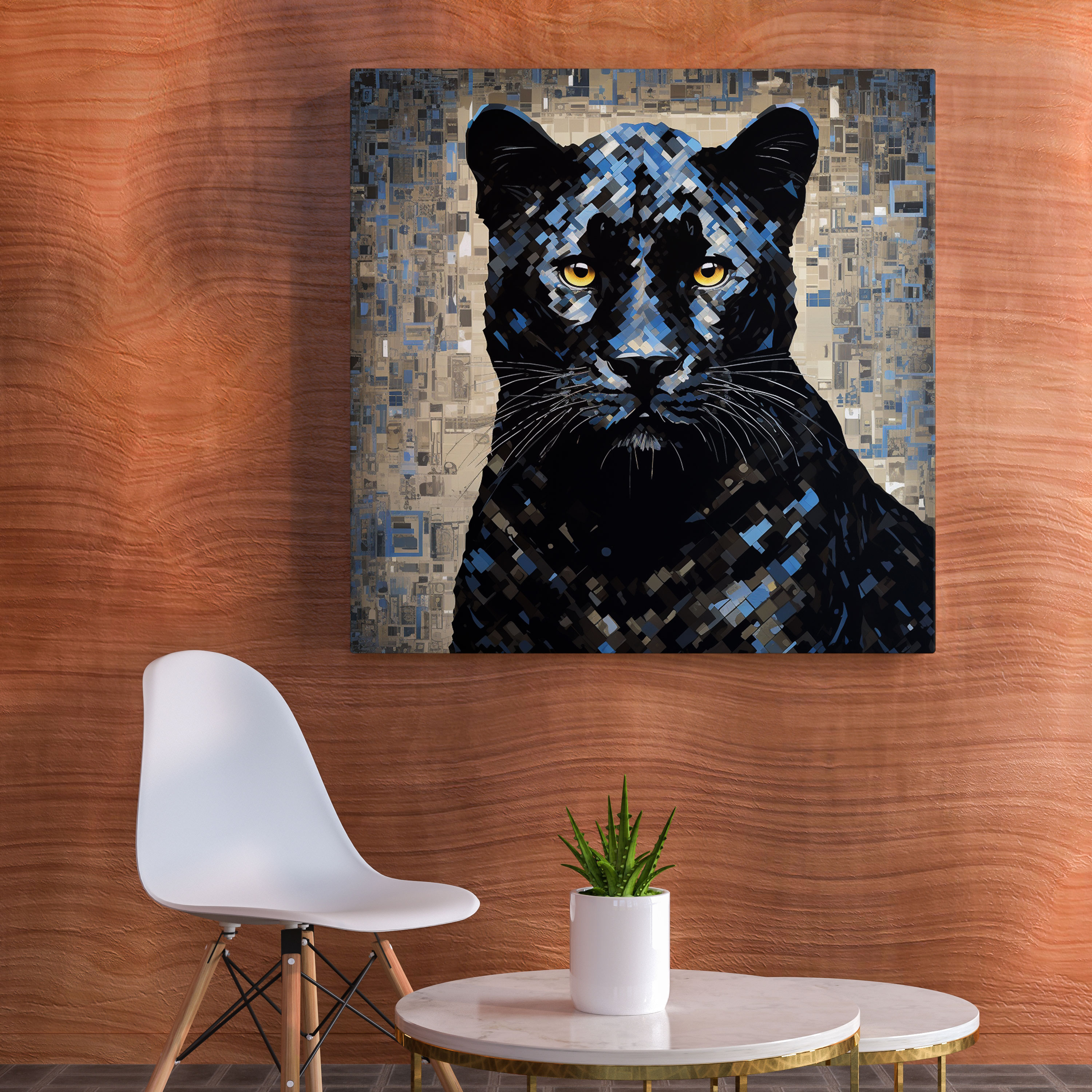 Black Panther Canvas Print - Digital Mosaic Wall Decoration - Black Panther, Digital Mosaic, Wall Decoration, Wall Art