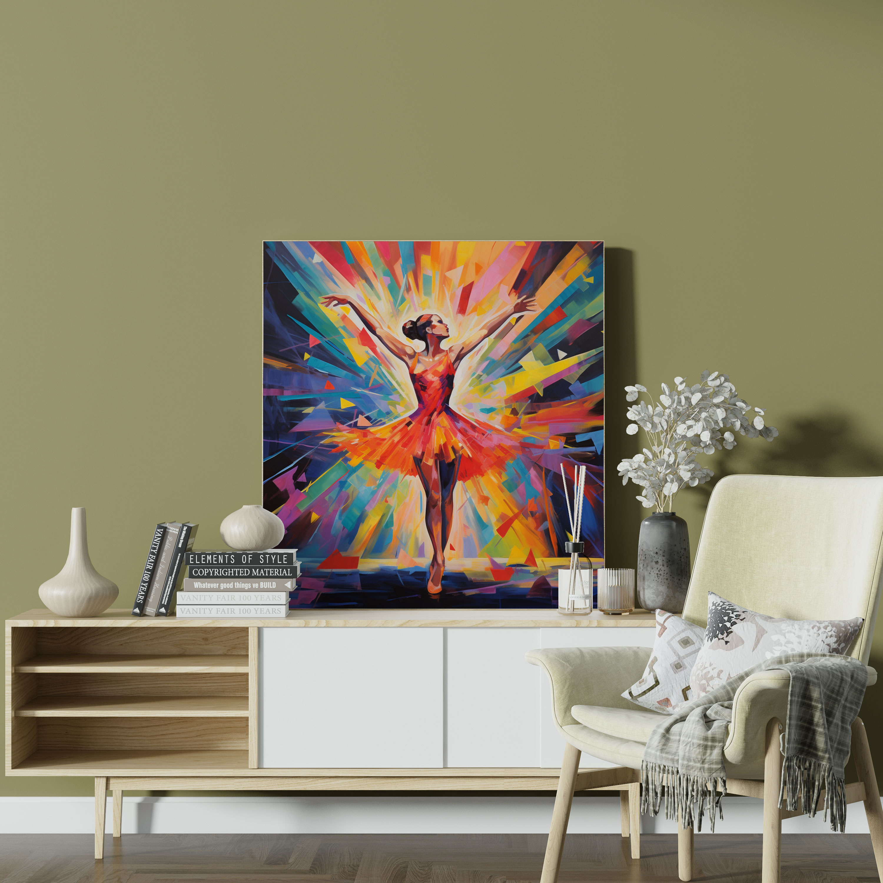 Vibrant Ballerina Canvas Print - Ballerina, Colorful Abstract Shapes, Canvas, Wall Art