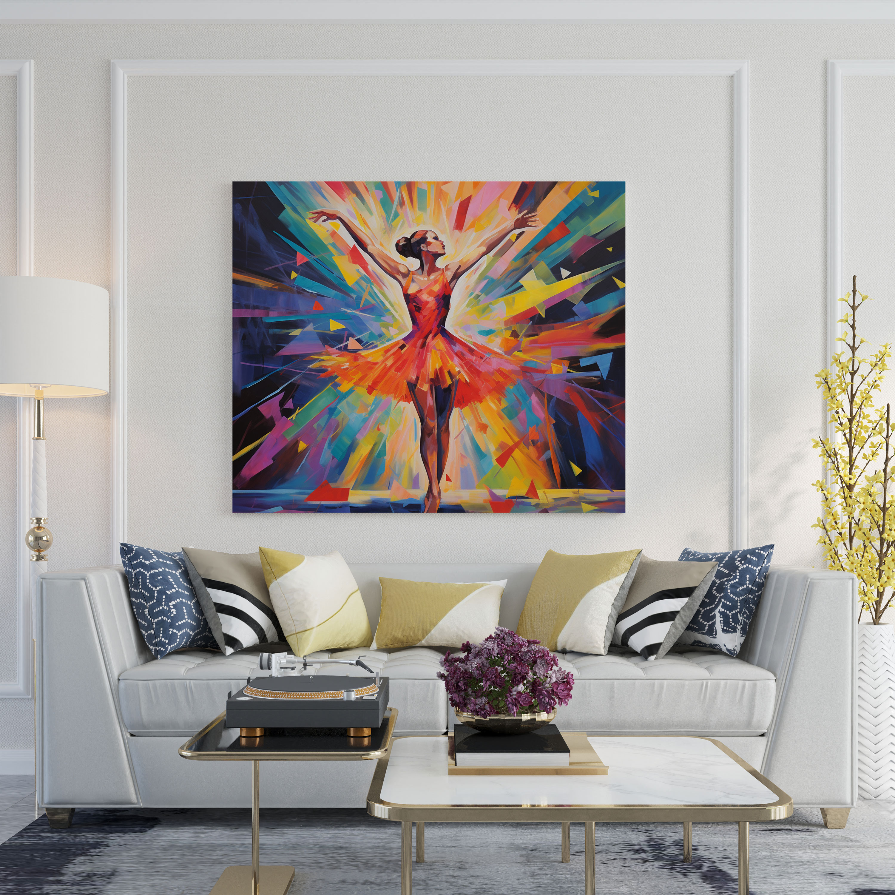 Vibrant Ballerina Canvas Print - Ballerina, Colorful Abstract Shapes, Canvas, Wall Art