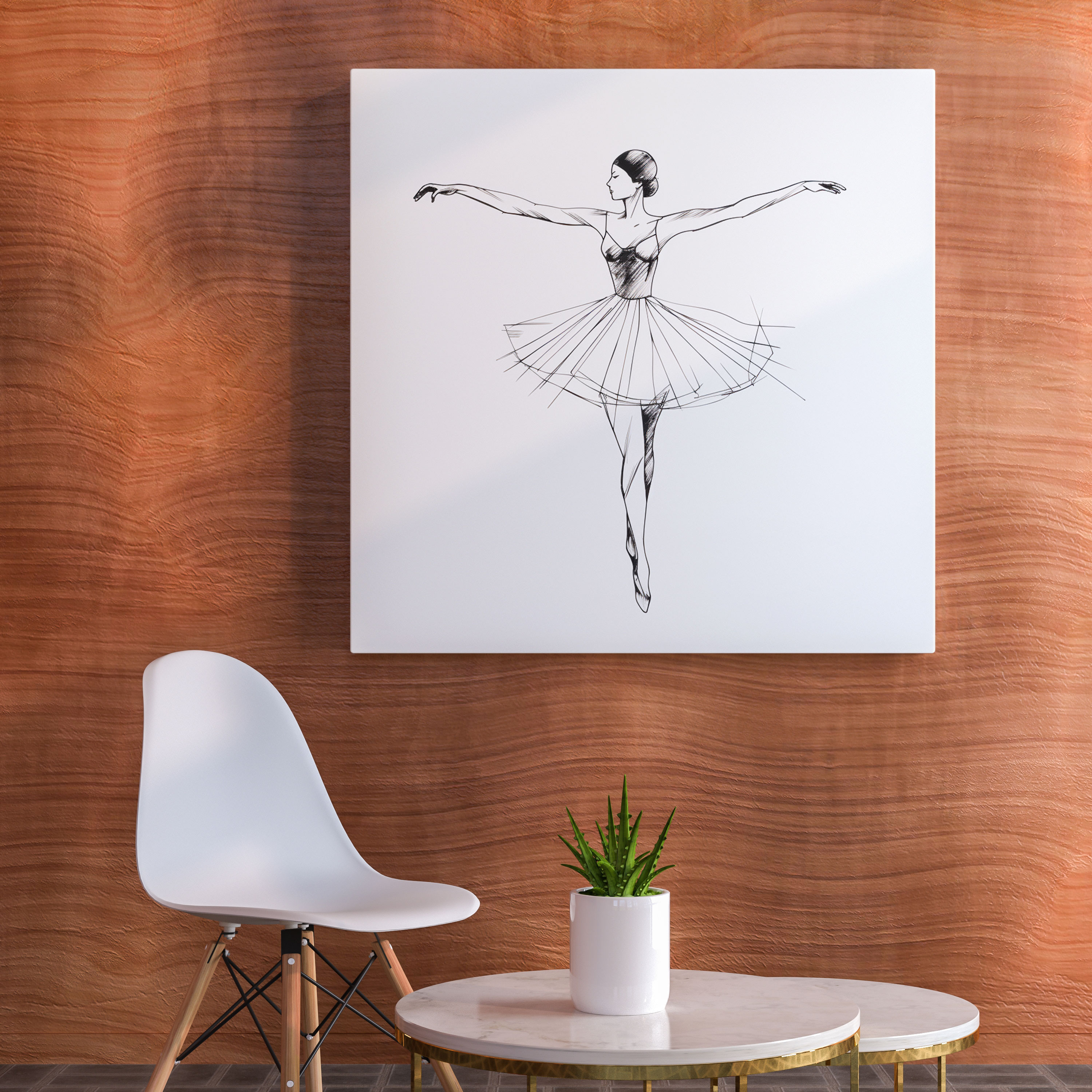 Minimalist Ballerina Canvas Print - Ballerina, Canvas Wall Art, Canvas, Graceful Pose